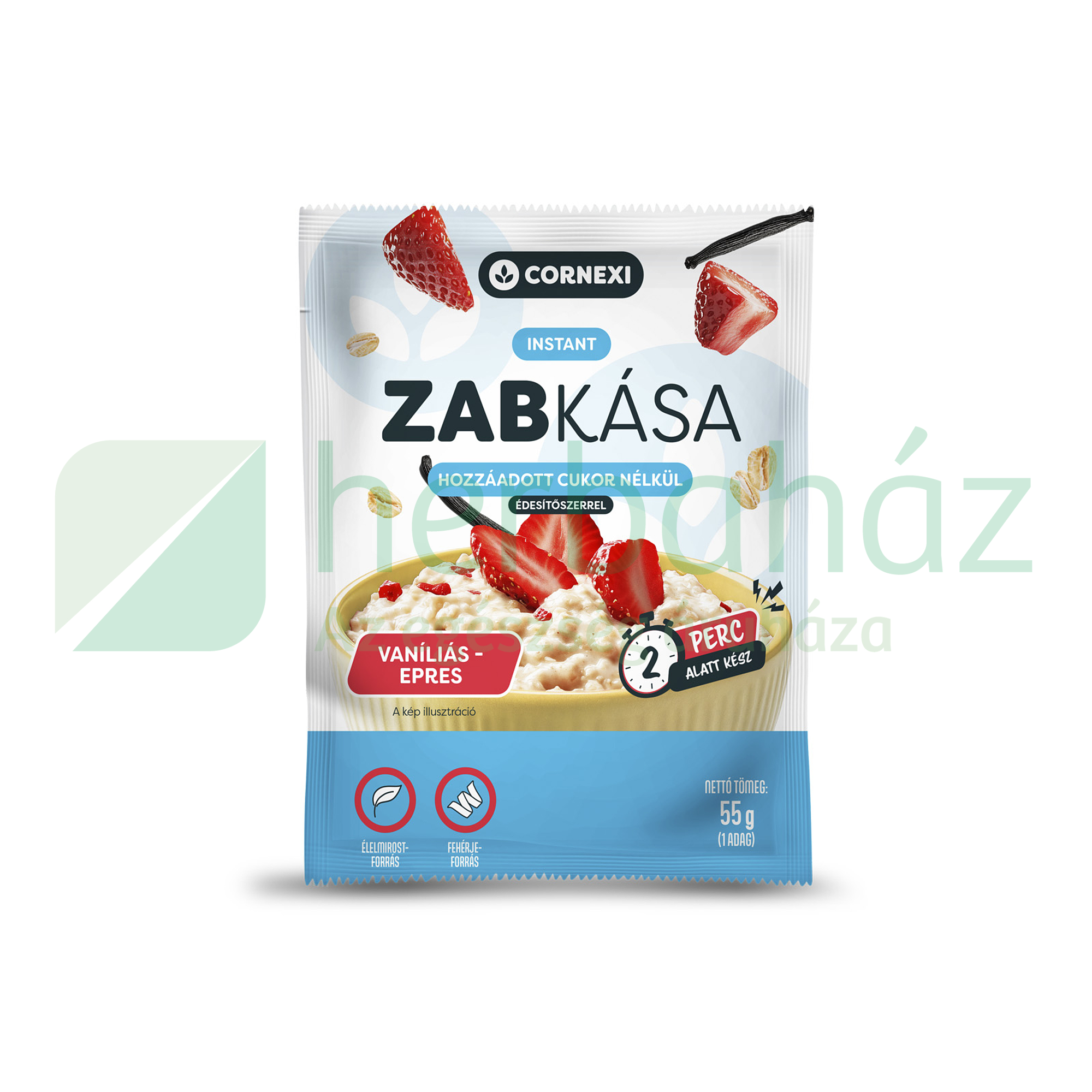 CORNEXI ZABKÁSA VANILIA ÍZŰ, EPER DARABOKKAL HOZZÁADOTT CUKOR NÉLKÜL 55G