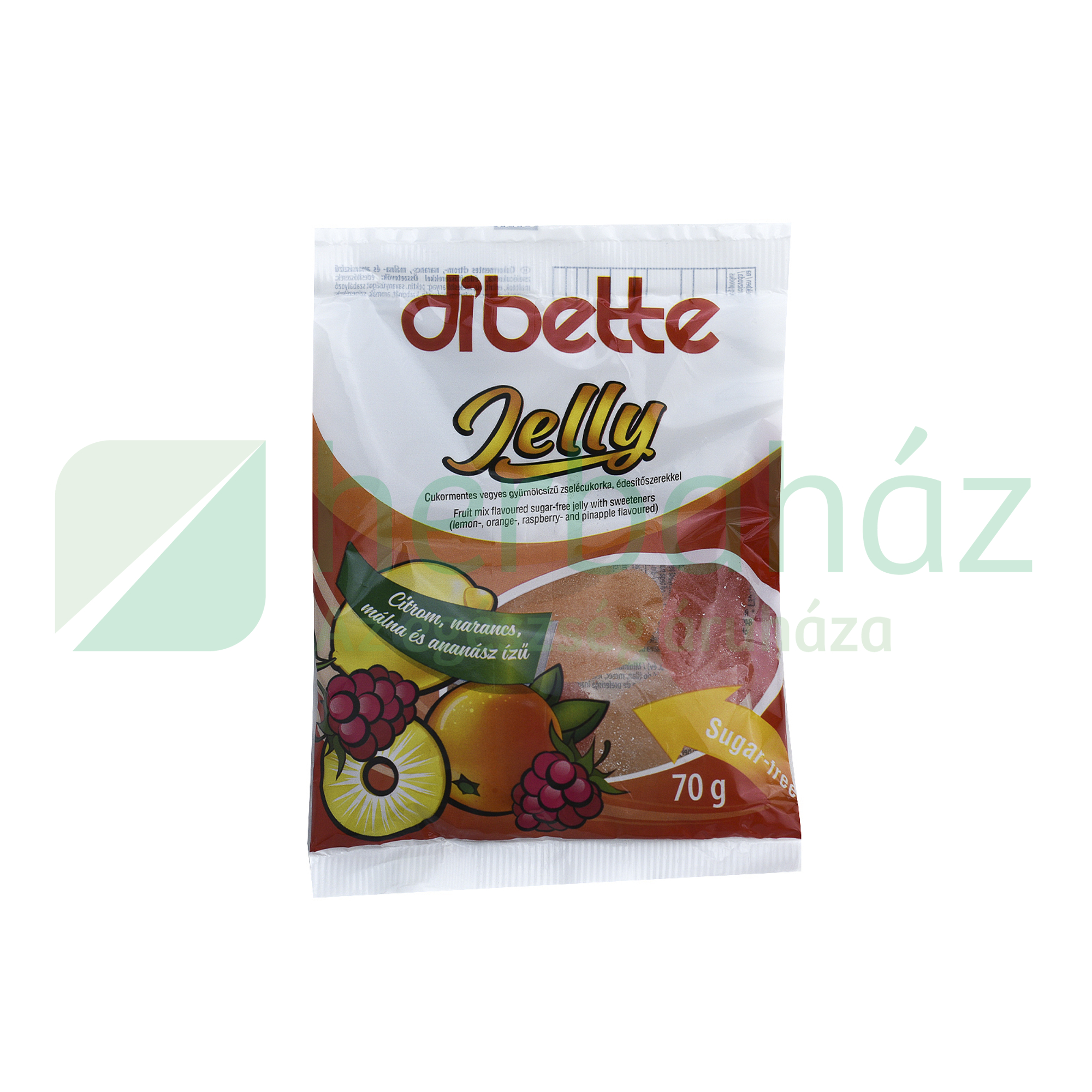 DIBETTE JELLY CUKORMENTES VEGYES GYÜMÖLCSÍZŰ ZSELÉ CUKORKA ÉDESÍTŐSZEREKKEL 70G