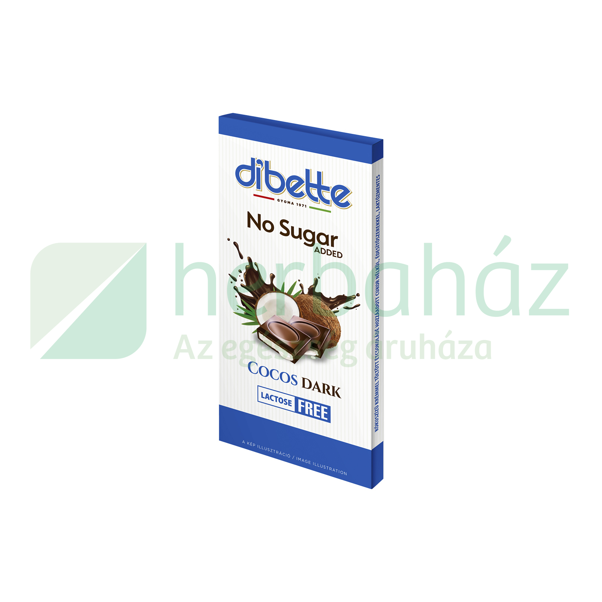 DIBETTE NAS KÓKUSZ ÍZŰ KRÉMMEL TÖLTÖTT ÉTCSOKOLÁDÉ HCN LAKTÓZMENTES 80G ÚJ