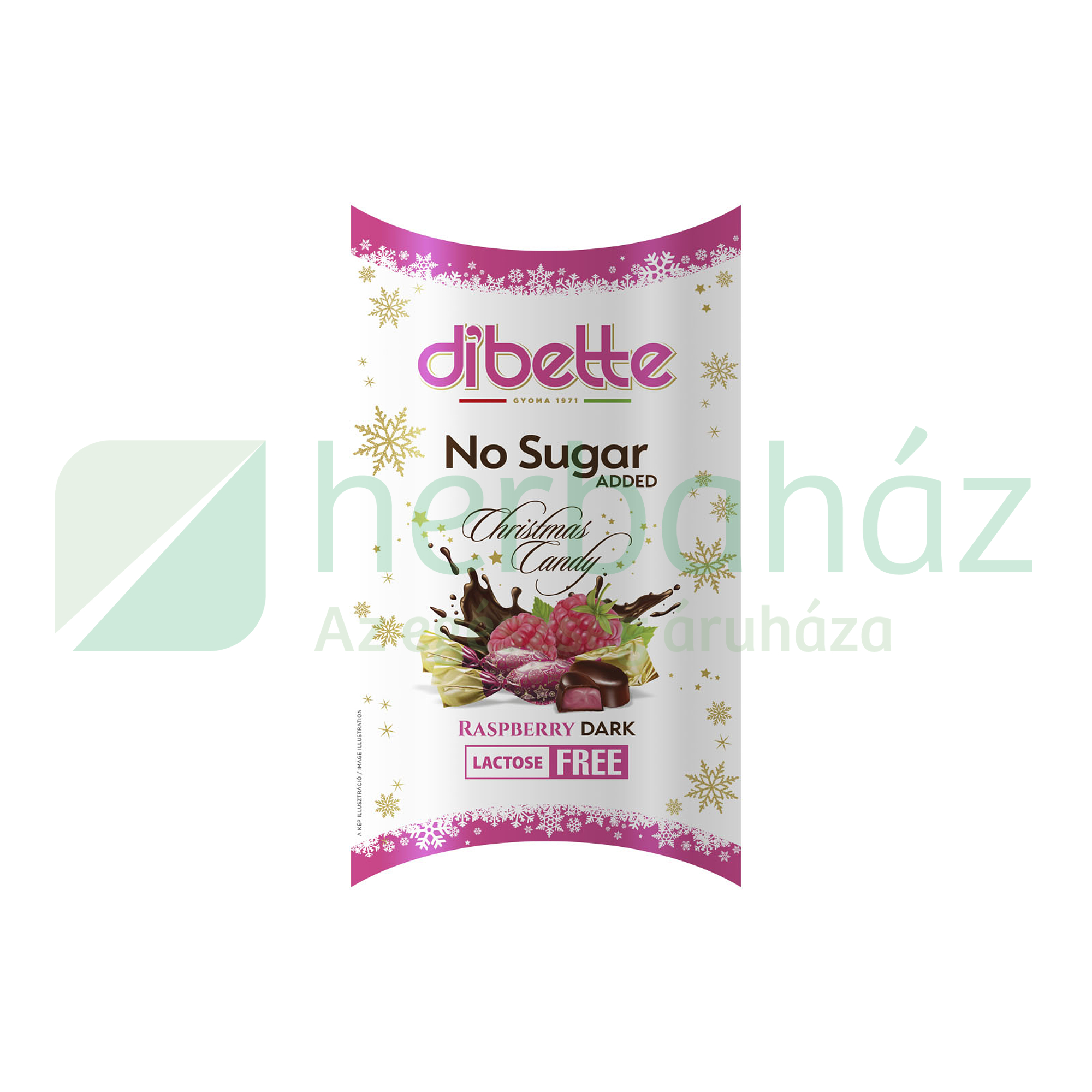 DIBETTE NAS MÁLNÁS KRÉMMEL TÖLTÖTT ÉTCSOKOLÁDÉ SZALONCUKOR ÉDESÍTŐSZERREL, LAKTÓZMENTES 220G