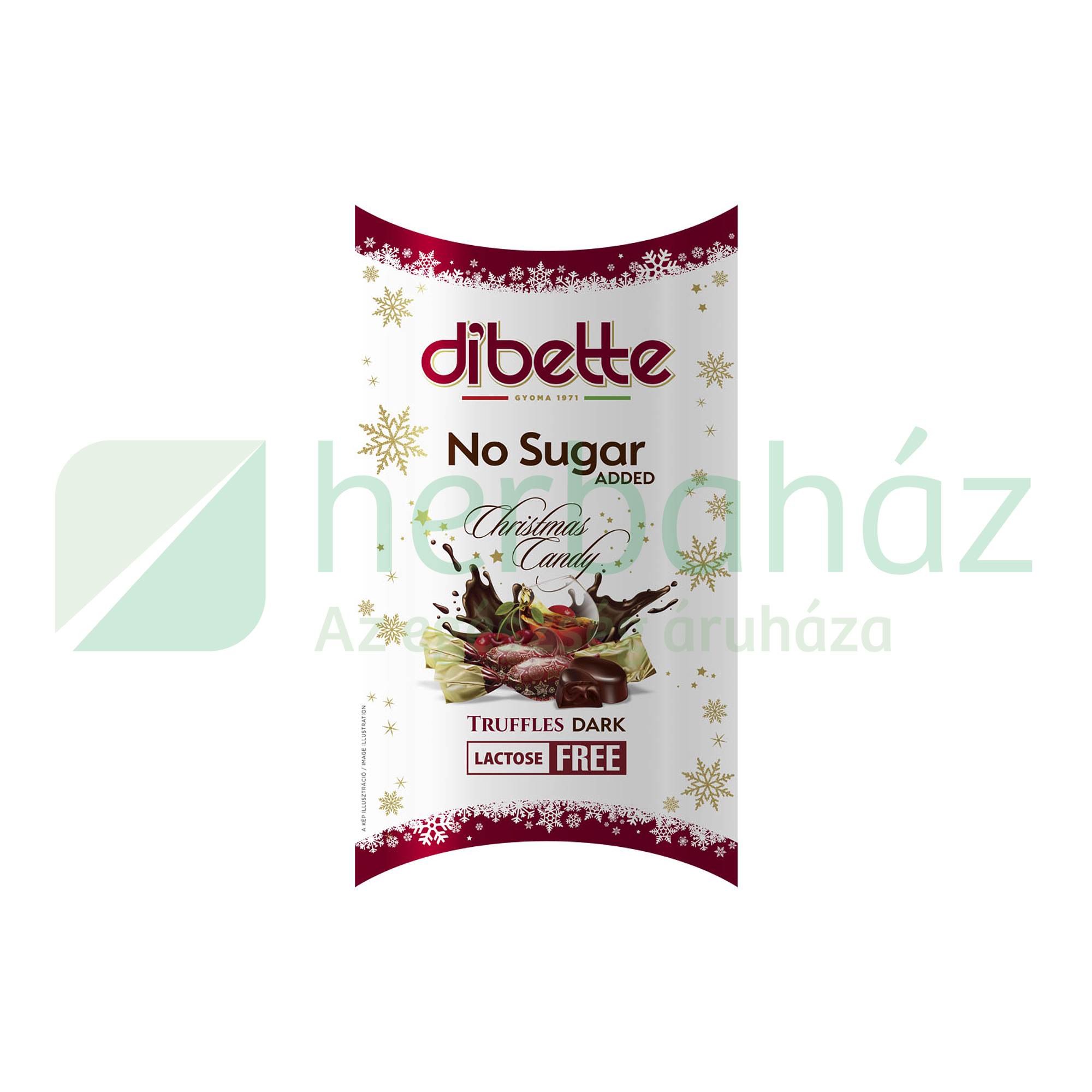 DIBETTE NAS MEGGYES TRÜFFEL ÍZŰ KRÉMMEL TÖLTÖTT ÉTCSOKOLÁDÉ SZALONCUKOR ÉDESÍTŐSZERREL LM 220G