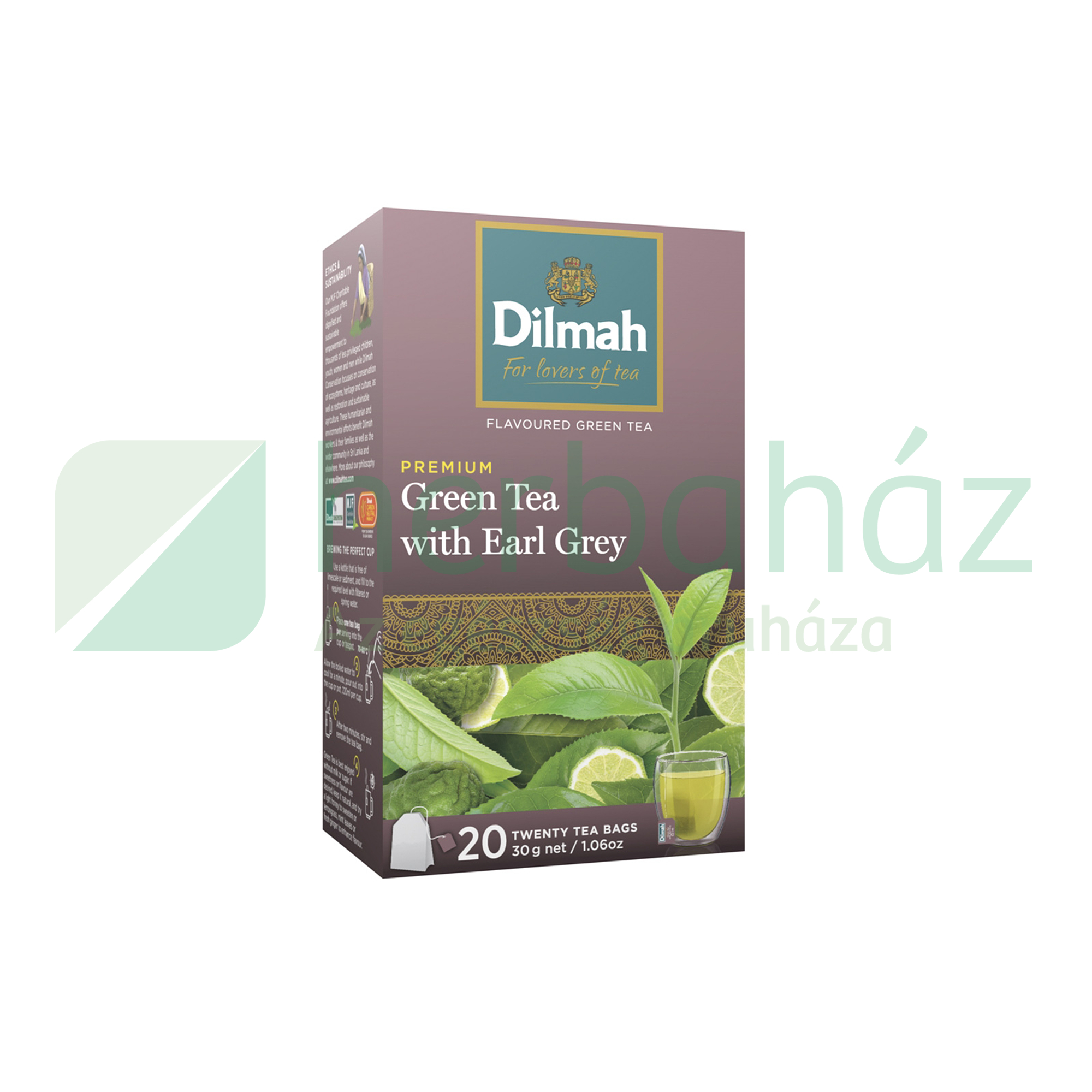 DILMAH GREEN TEA EARL GREY ÍZŰ FILTERES 20DB