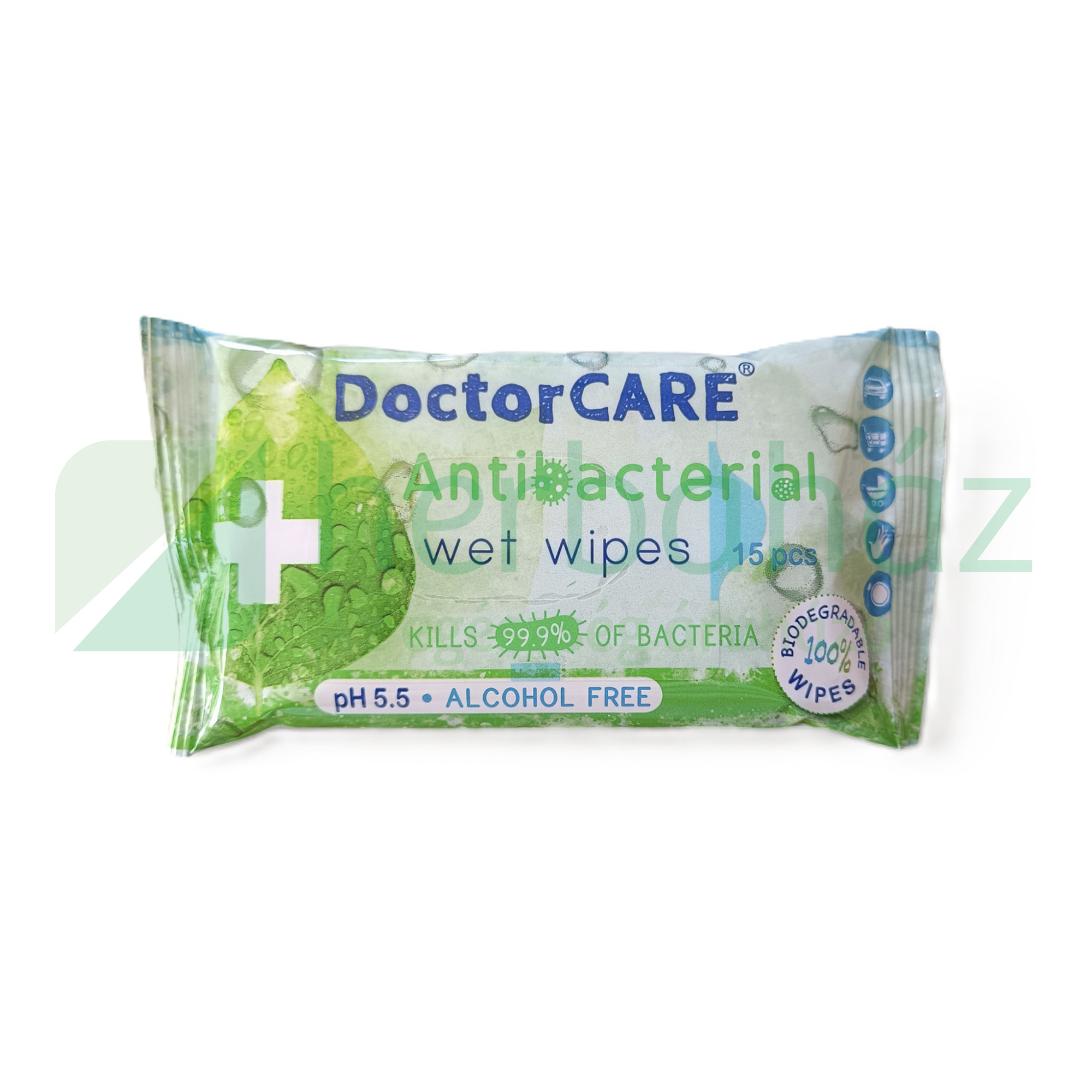 DOCTOR CARE ANTIBAKTERIÁLIS NEDVES TÖRLŐKENDŐ 100% BIODEGRADABLE 15DB