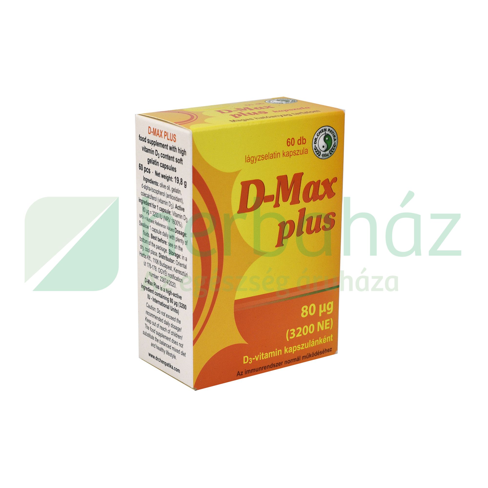 DR.CHEN D-MAX PLUS D3 VITAMIN 3200NE KAPSZULA 60DB