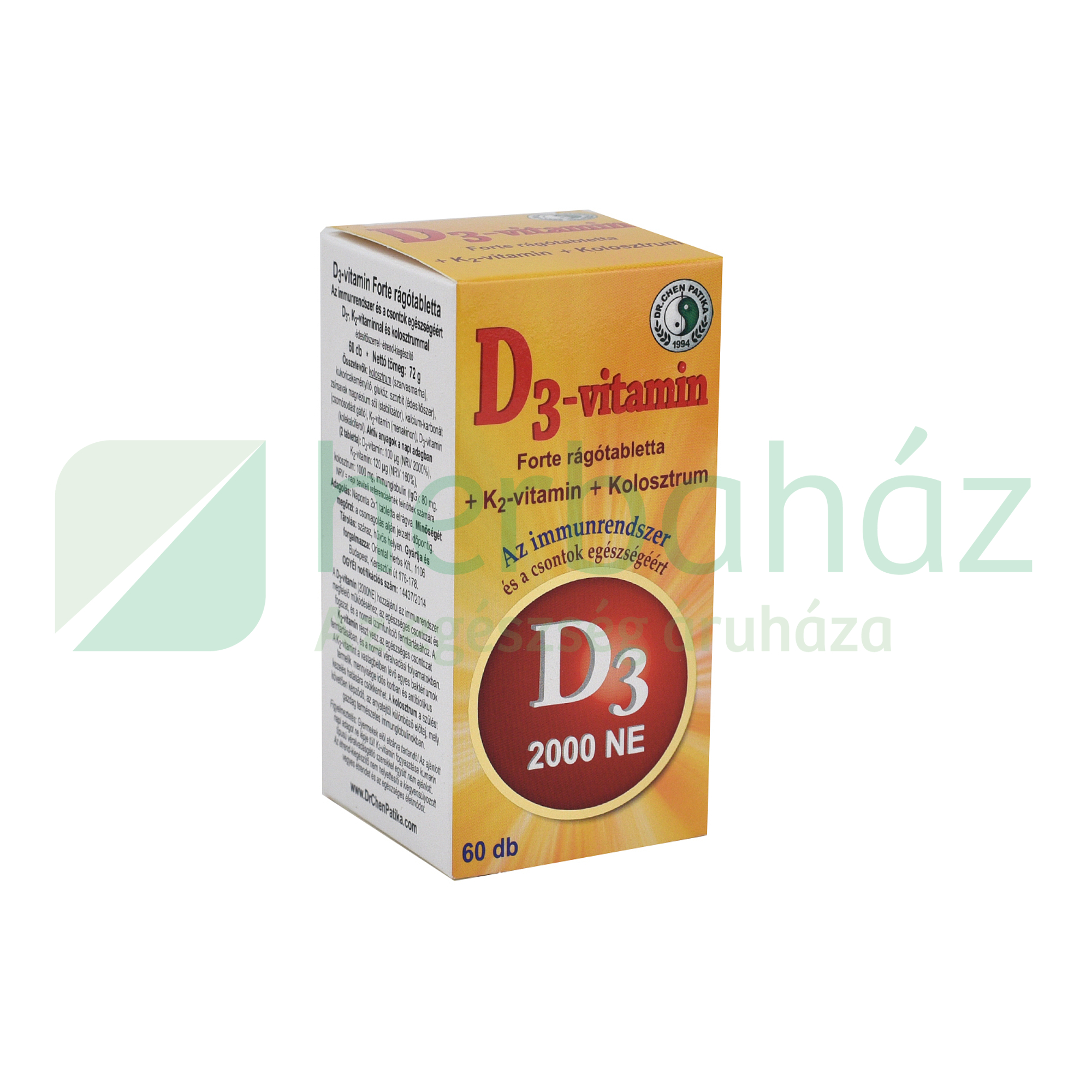 DR.CHEN D3 VITAMIN FORTE RÁGÓTABLETTA 60DB