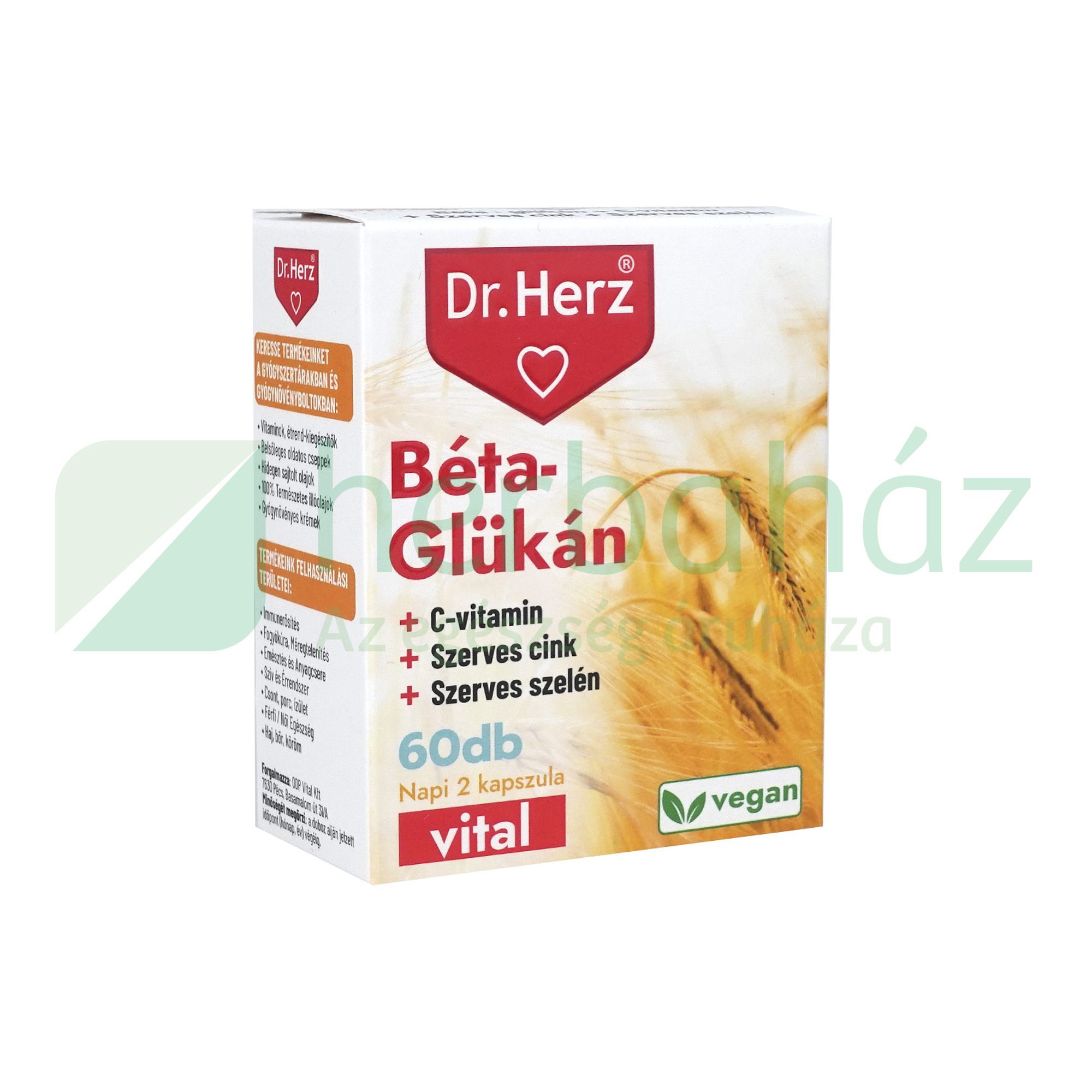 DR. HERZ BÉTA-GLÜKÁN+SZERVES CINK+SZELÉN+C-VITAMIN VEGAN KAPSZULA 60DB