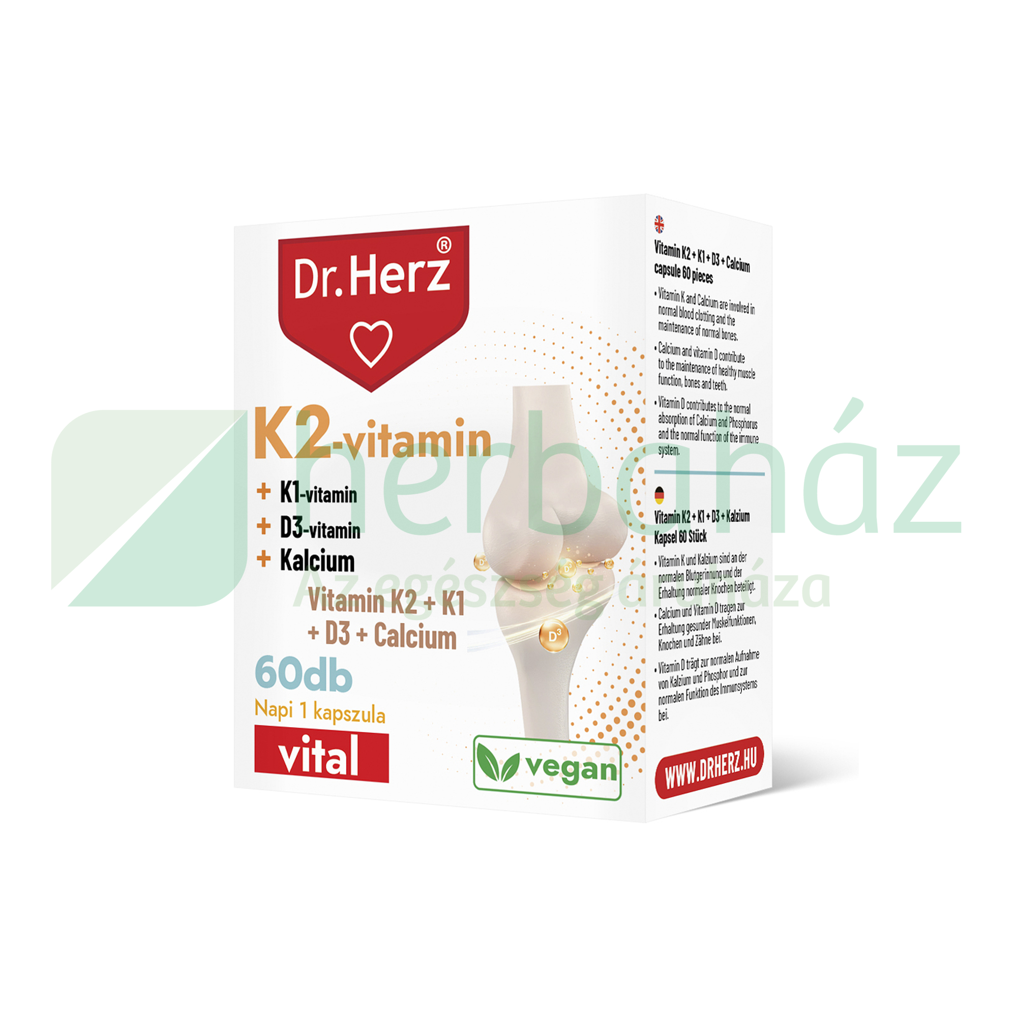 DR. HERZ K2-VITAMIN 150MCG+K1+D3+KALCIUM KAPSZULA 60DB