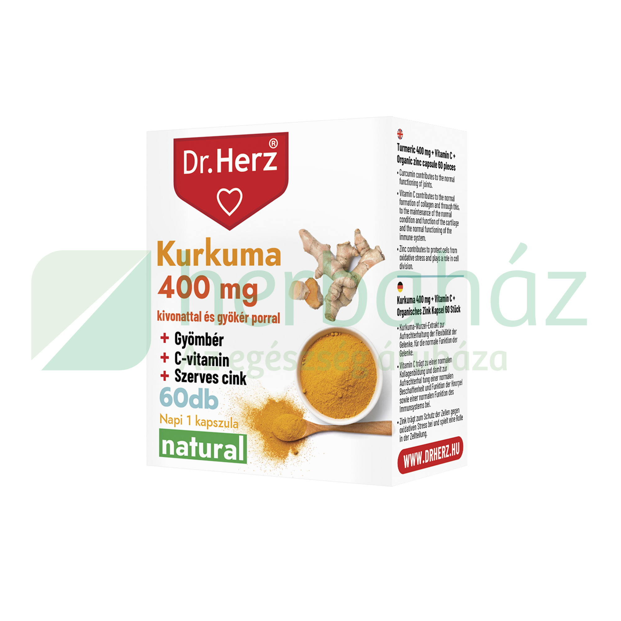 DR. HERZ KURKUMA+C-VITAMIN+SZERVES CINK KAPSZULA 60DB