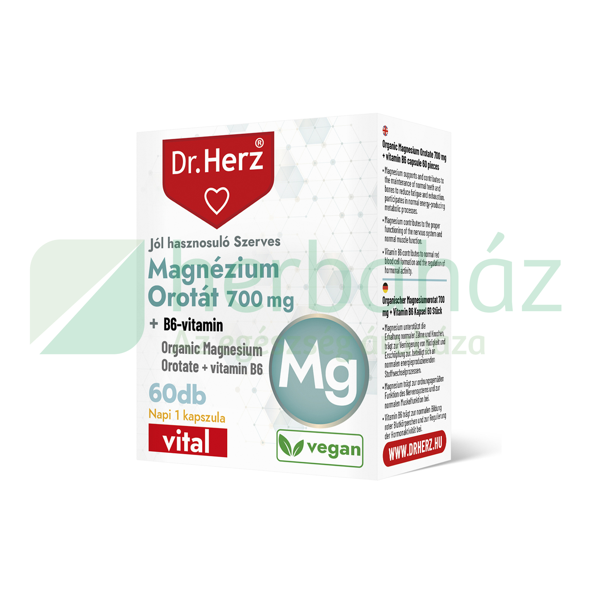 DR. HERZ MAGNÉZIUM OROTÁT 700MG + B6-VITAMIN KAPSZULA 60DB