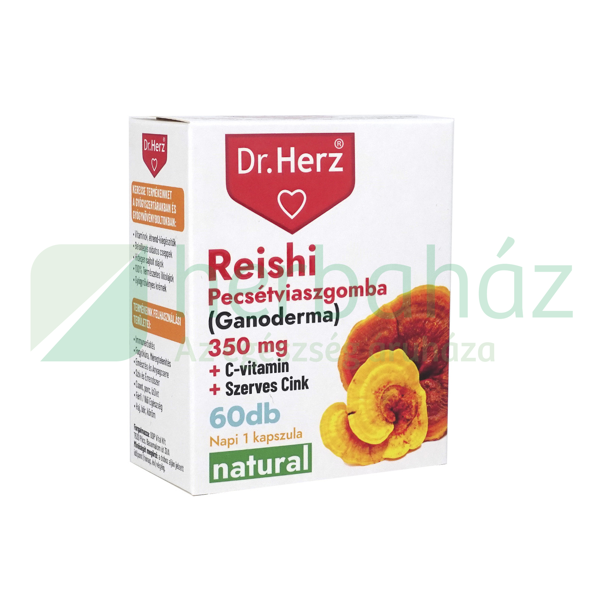 DR. HERZ  REISHI 350 MG + C-VITAMIN + SZERVES CINK KAPSZULA 60DB