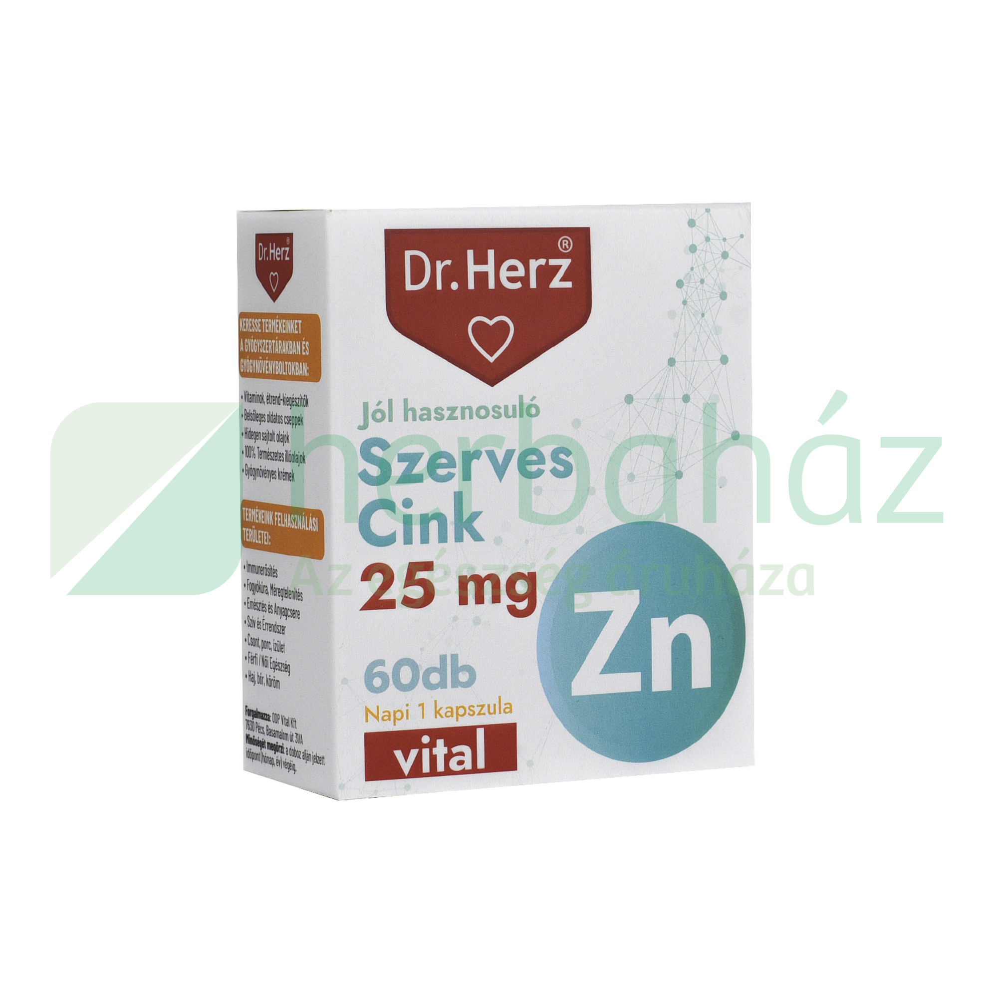 DR. HERZ SZERVES CINK 25MG KAPSZULA 60DB