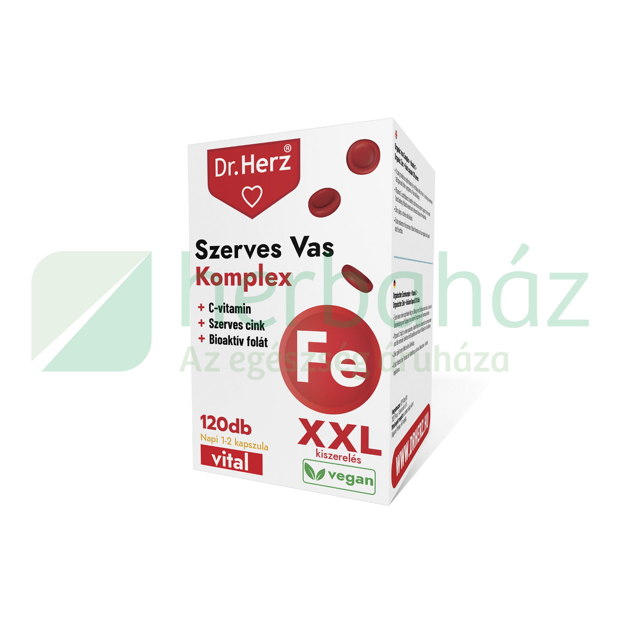DR. HERZ XXL SZERVES VAS KOMPLEX+C-VITAMIN+SZERVES CINK+FOLÁT KAPSZULA 120DB