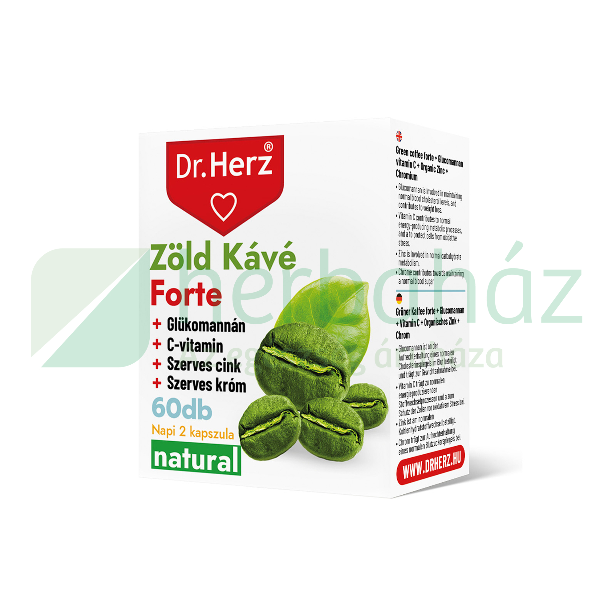 DR. HERZ ZÖLD KÁVÉ FORTE + C-VITAMIN + GLÜKOMANNÁN 60DB