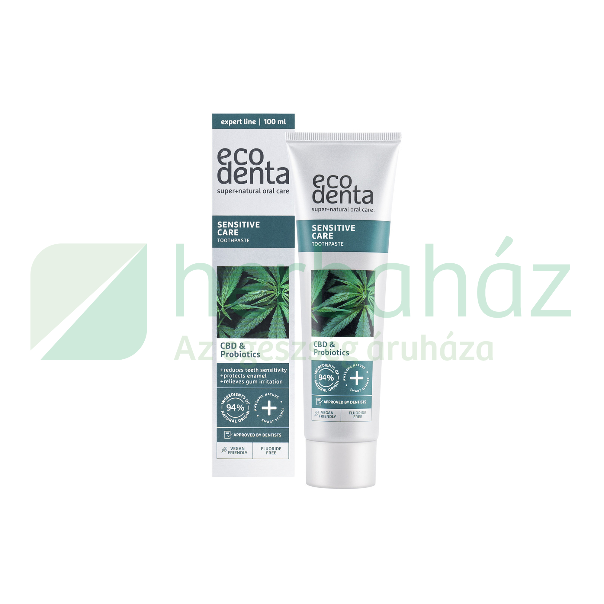 ECODENTA FLUORIDMENTES SZENZITÍV FOGKRÉM CBD-VEL ÉS PROBIOTIKUMMAL 100ML
