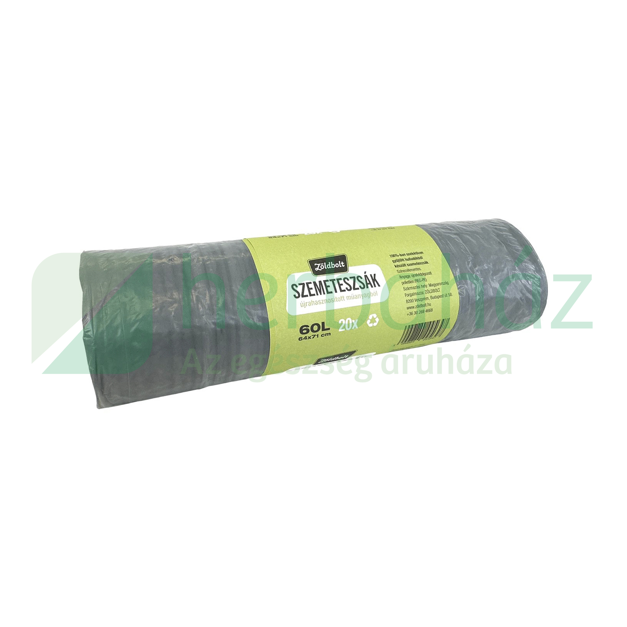 ECOIZM-ZÖLDBOLT ÚJRAHASZNOSÍTOTT SZEMETESZSÁK 60-LITERES 20DB