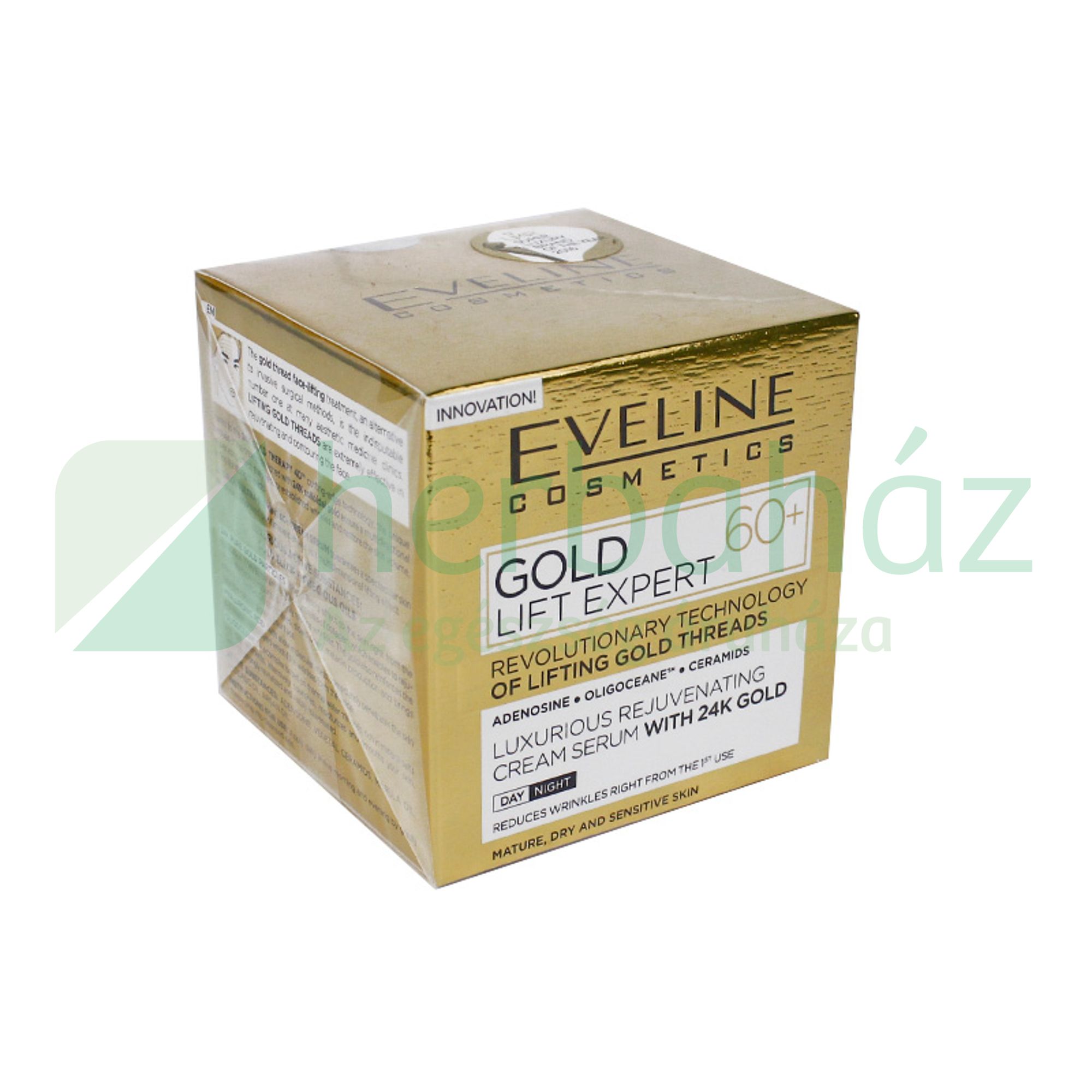 EVELINE GOLD LIFT EXPERT 60+ LUXUS TÁPLÁLÓ KRÉM-SZÉRUM NAPPALI-ÉJSZAKAI ARCKRÉM 50ML