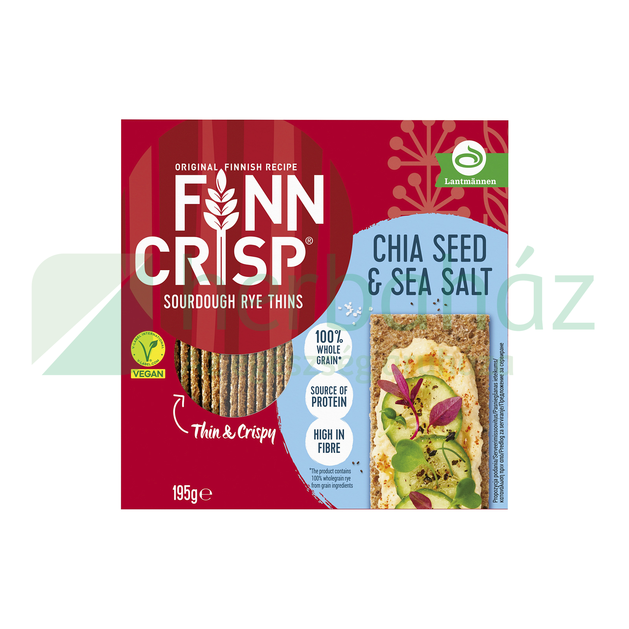 FINN CRISP VÉKONY ROPOGÓS KENYÉR CHIA MAGGAL ÉS TENGERI SÓVAL 195G