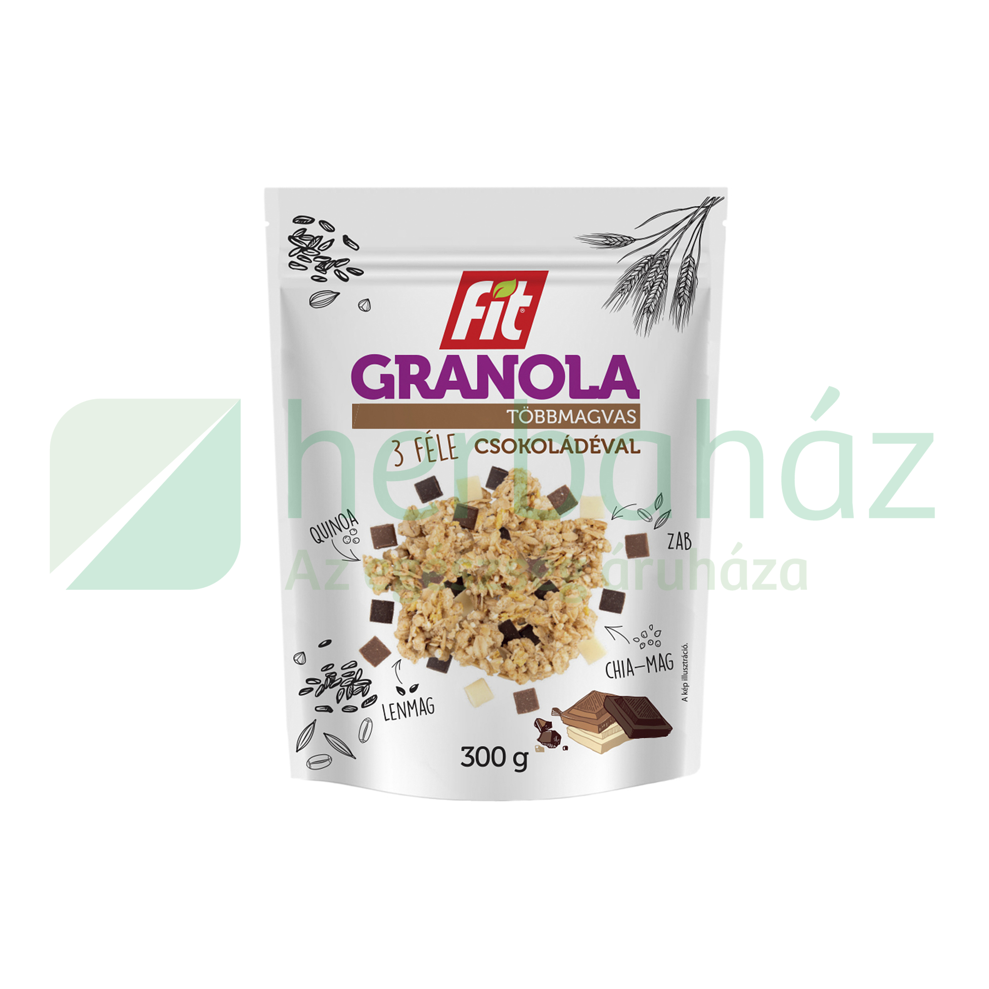 FIT GRANOLA TÖBBMAGVAS 3 FÉLE CSOKOLÁDÉVAL 300G