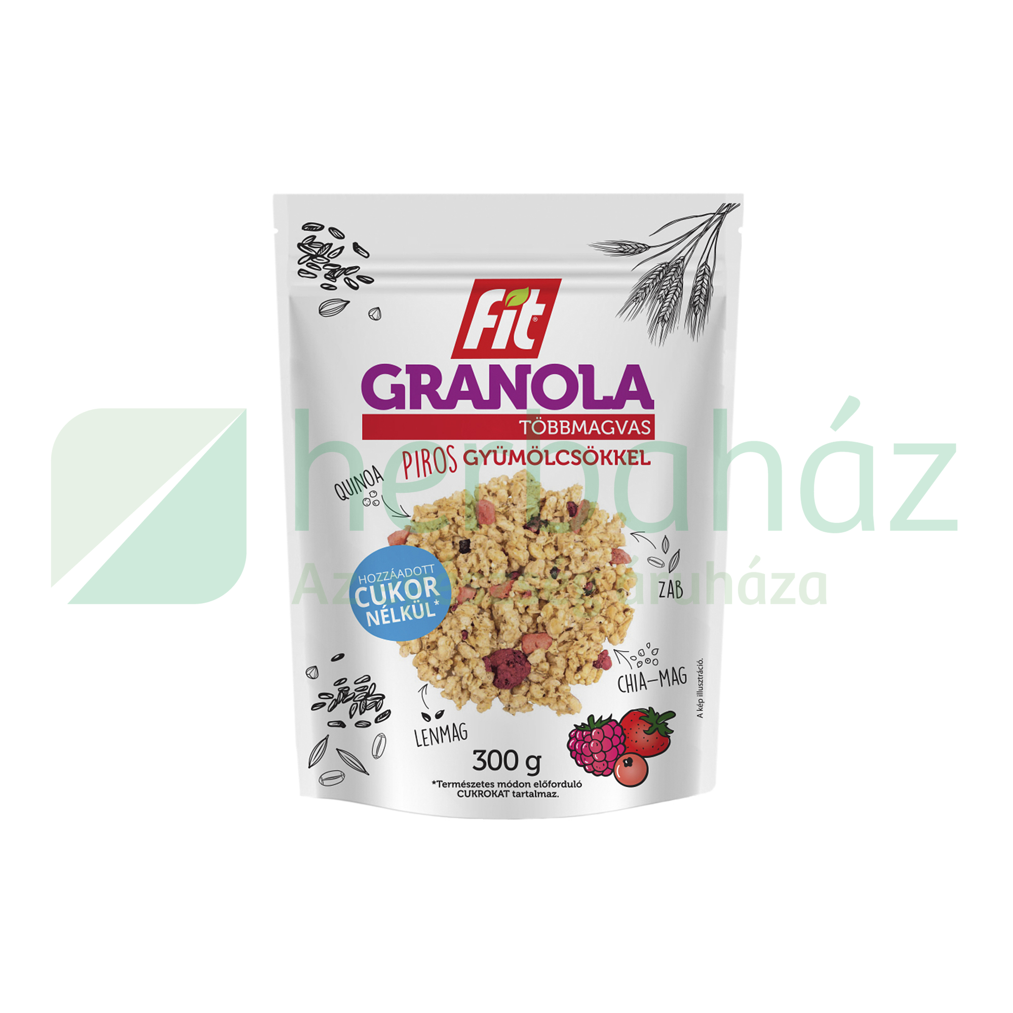 FIT GRANOLA TÖBBMAGVAS PIROS GYÜMÖLCSÖKKEL 300G