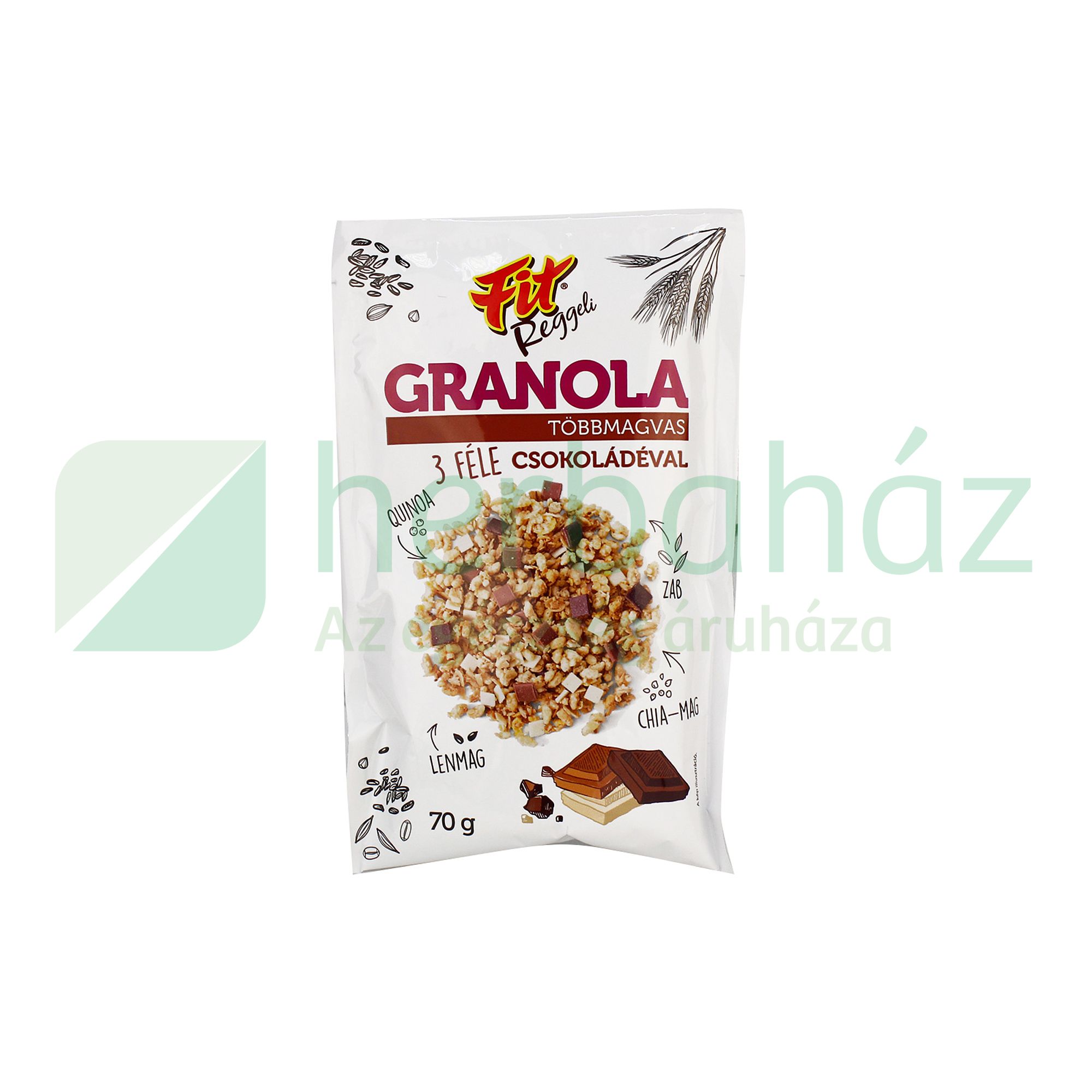 FIT REGGELI GRANOLA TÖBBMAGVAS 3 FÉLE CSOKOLÁDÉVAL 70G