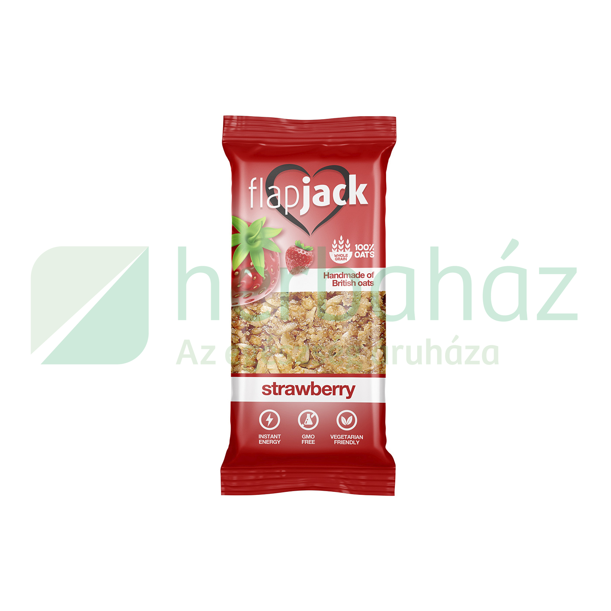 FLAPJACK MEGGYÍZŰ MANDULÁS ZABSZELET KANDÍROZOTT CSERESZNYEDARABOKKAL, FEHÉR BEVONÓBA MÁRTVA 100G