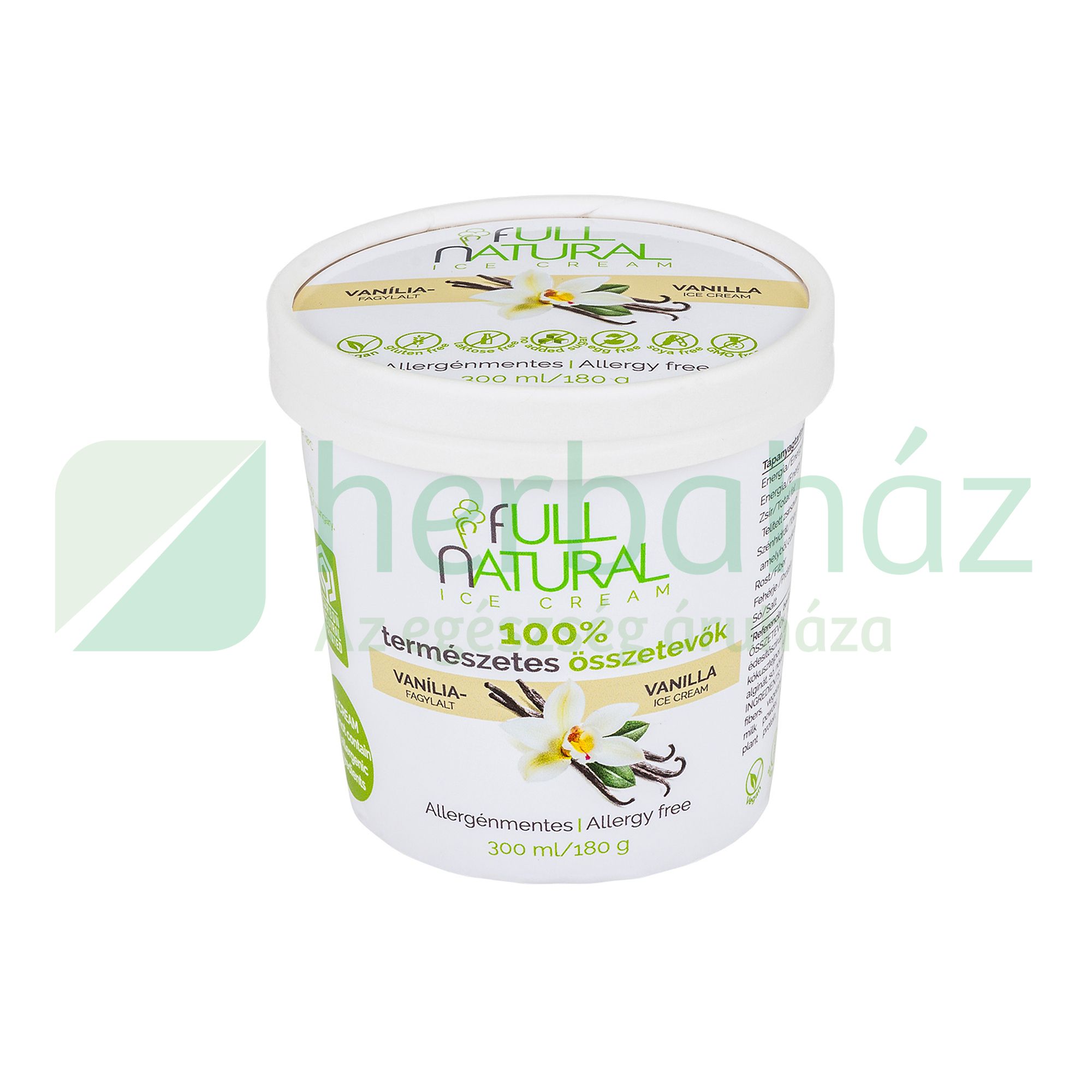 FULL NATURAL VEGÁN ALLERGÉNMENTES VANÍLIA JÉGKRÉM 300ML [F]