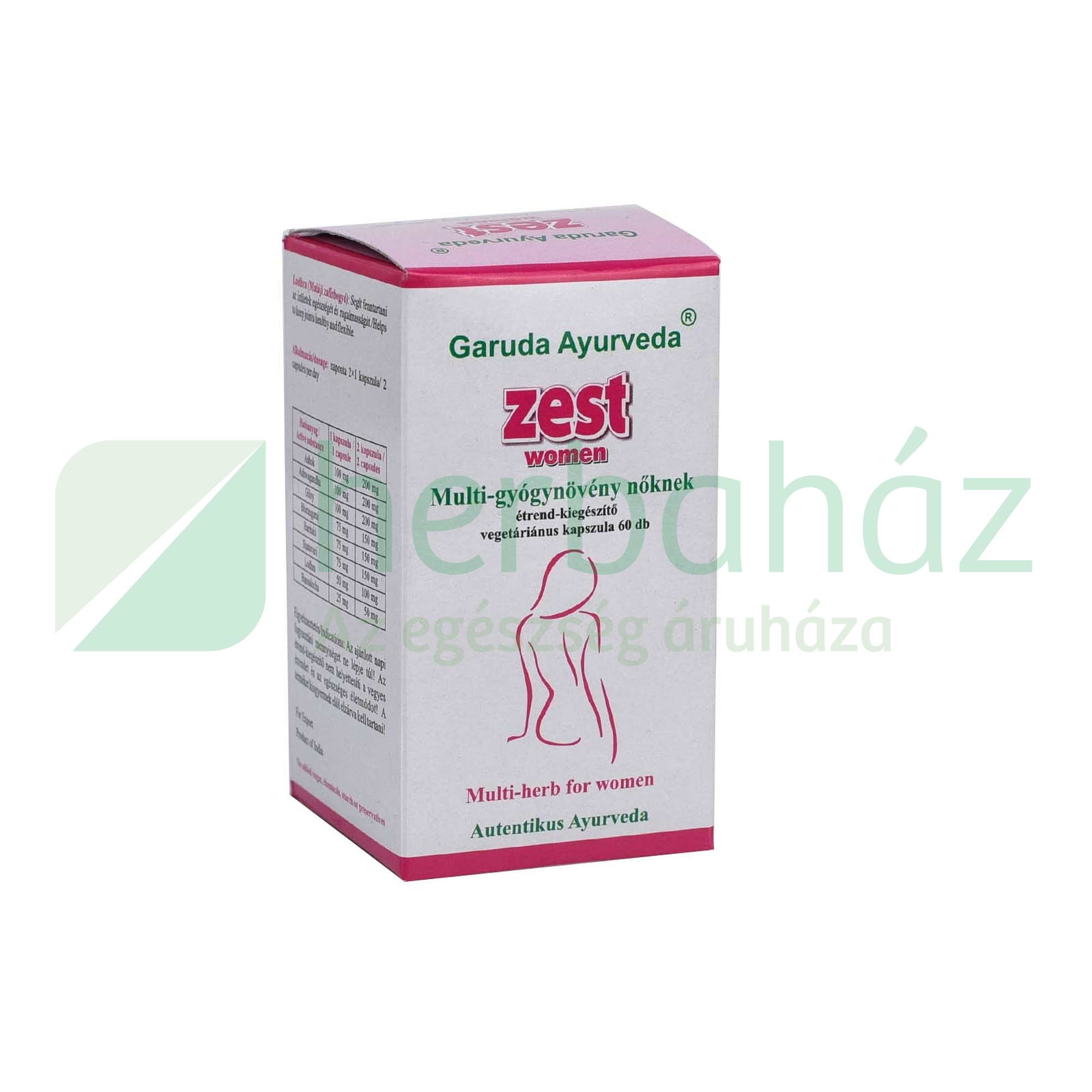 GARUDA AYURVEDA ZEST WOMEN ÉTREND-KIEGÉSZÍTŐ KAPSZULA 60DB