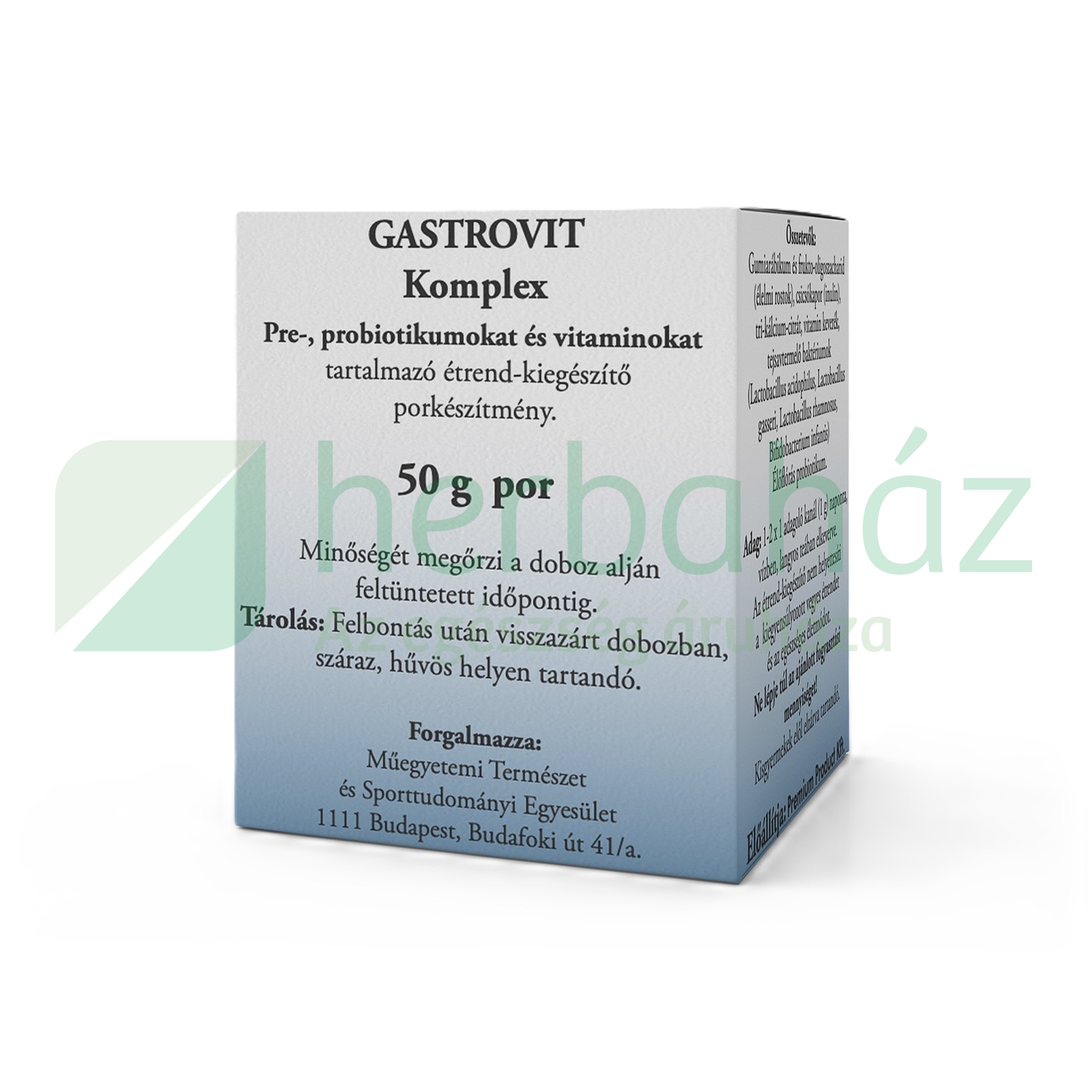 GASTROVIT KOMPLEX PRE-, PROBIOTIKUMOT ÉS VITAMINOKAT TARTALMAZÓ ÉTREND-KIEGÉSZÍTŐ 50G