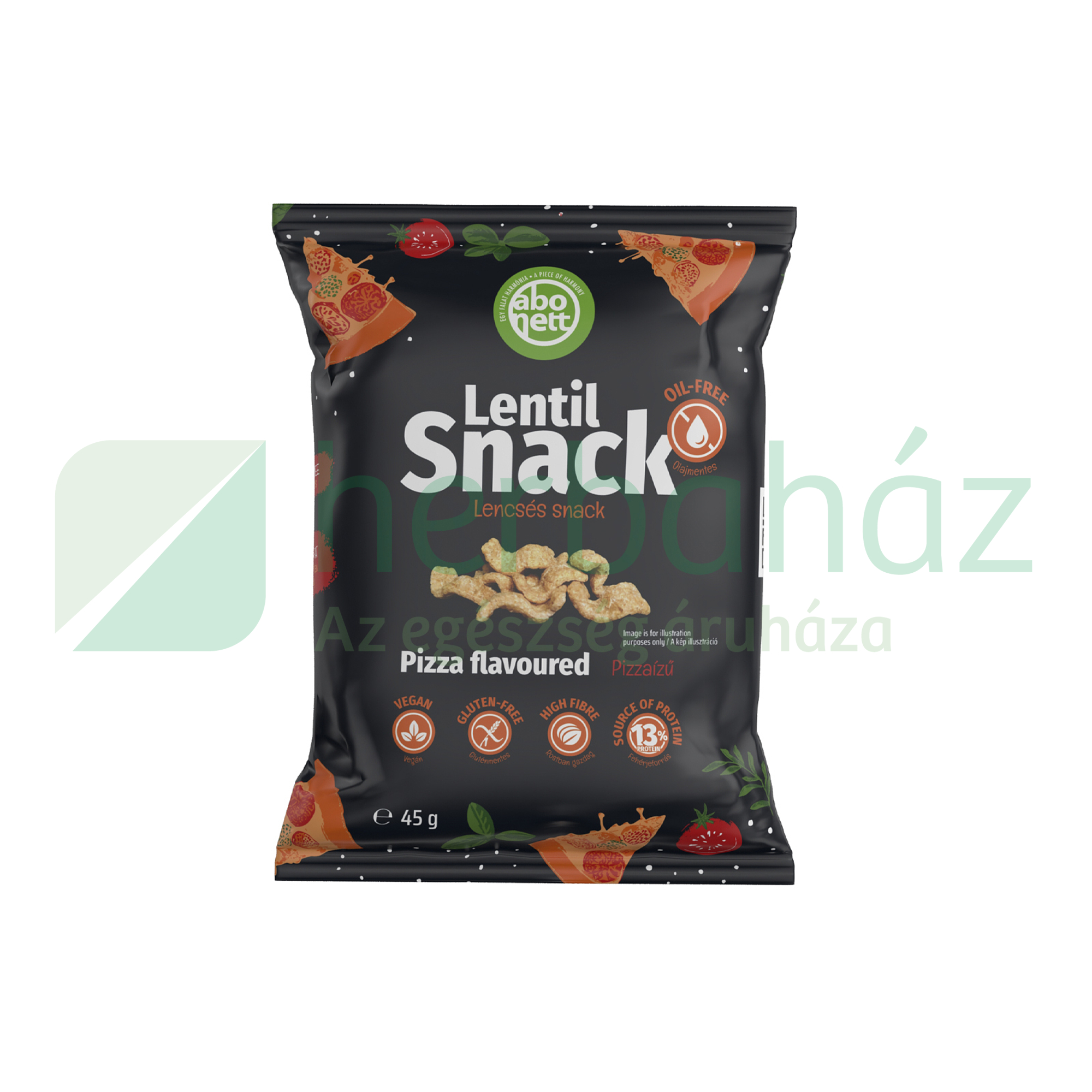 GLUTÉNMENTES ABONETT LENCSÉS SNACK PIZZA ÍZŰ 45G