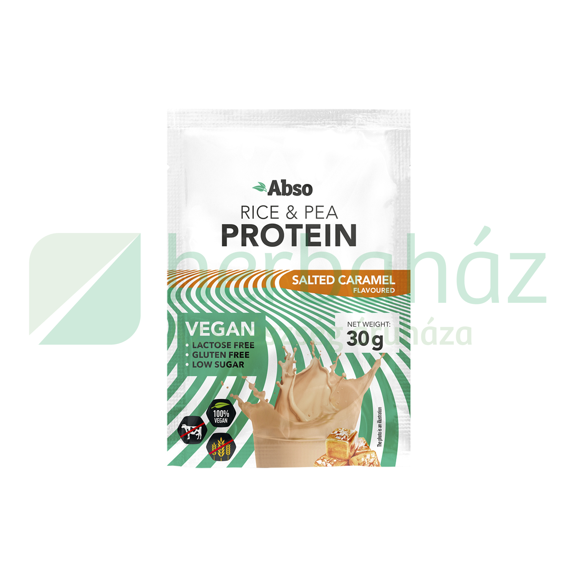 GLUTÉNMENTES ABSO VEGÁN PROTEIN POR SÓS KARAMELL ÍZŰ 30G