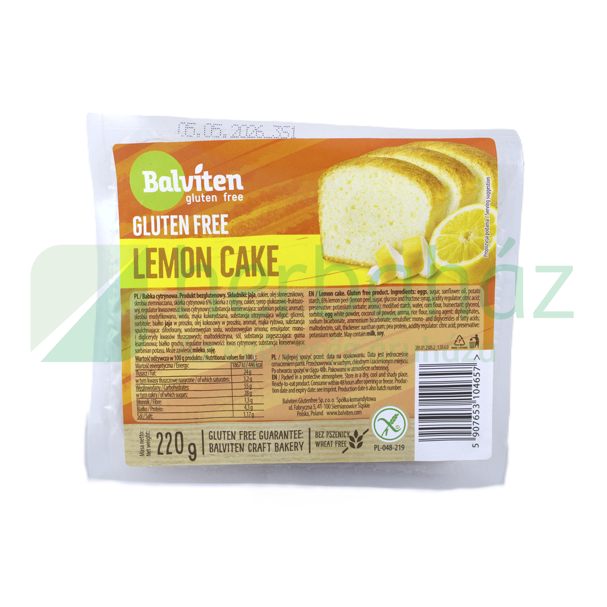 GLUTÉNMENTES BALVITEN CITROMTORTA 220G