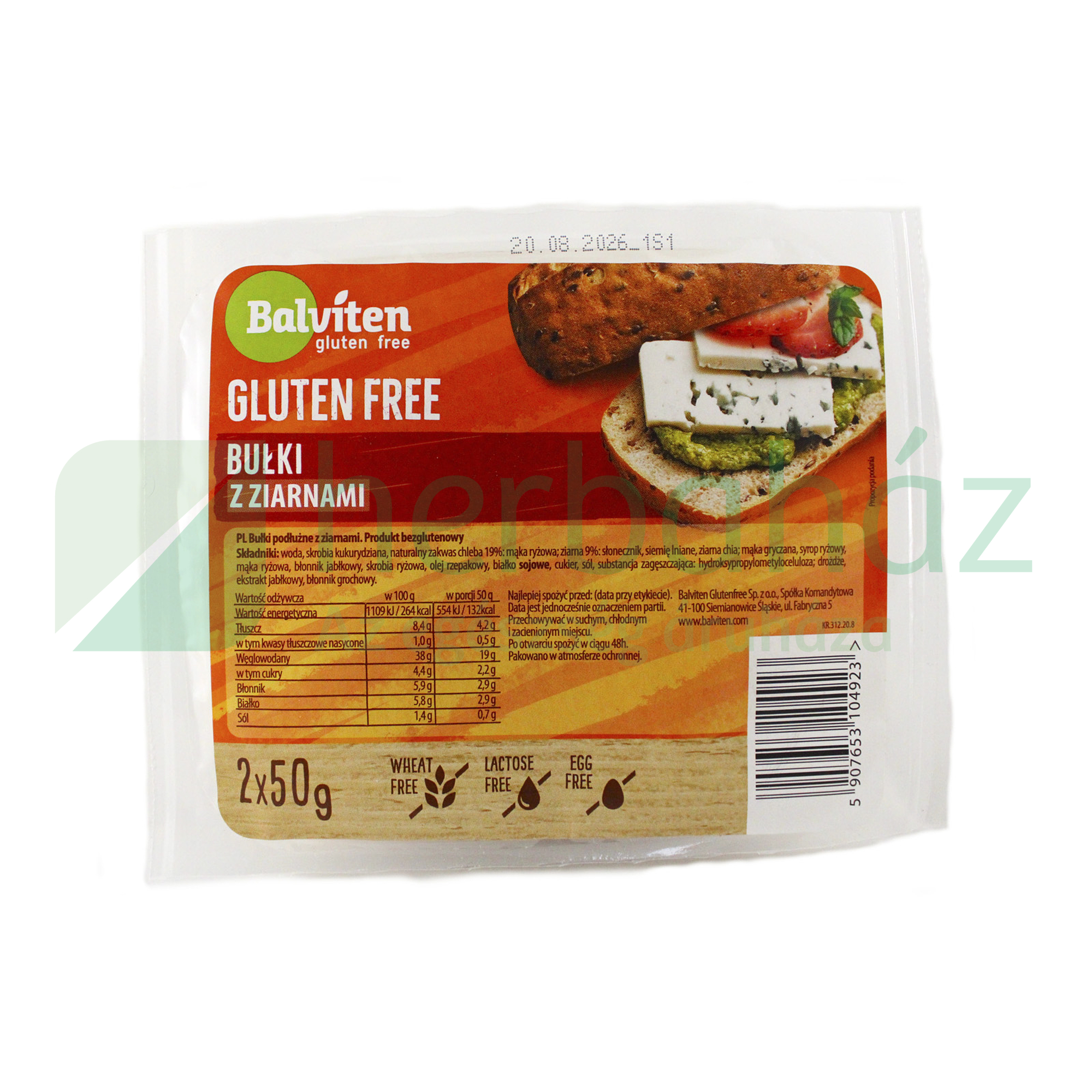 GLUTÉNMENTES BALVITEN VEGAN SOKMAGVAS ZSEMLE (2X50G) 100G