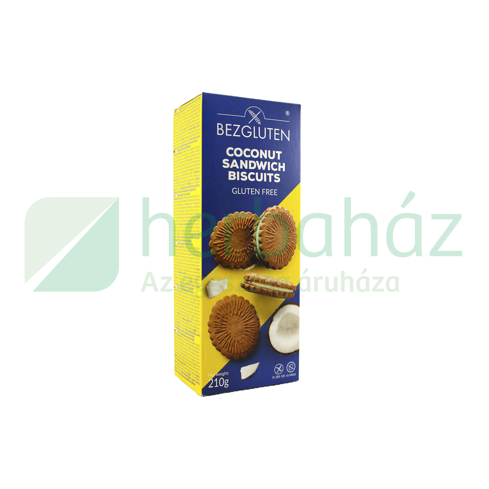 GLUTÉNMENTES BEZGLUTEN TÖLTÖTT KEKSZ, KÓKUSZOS 210G