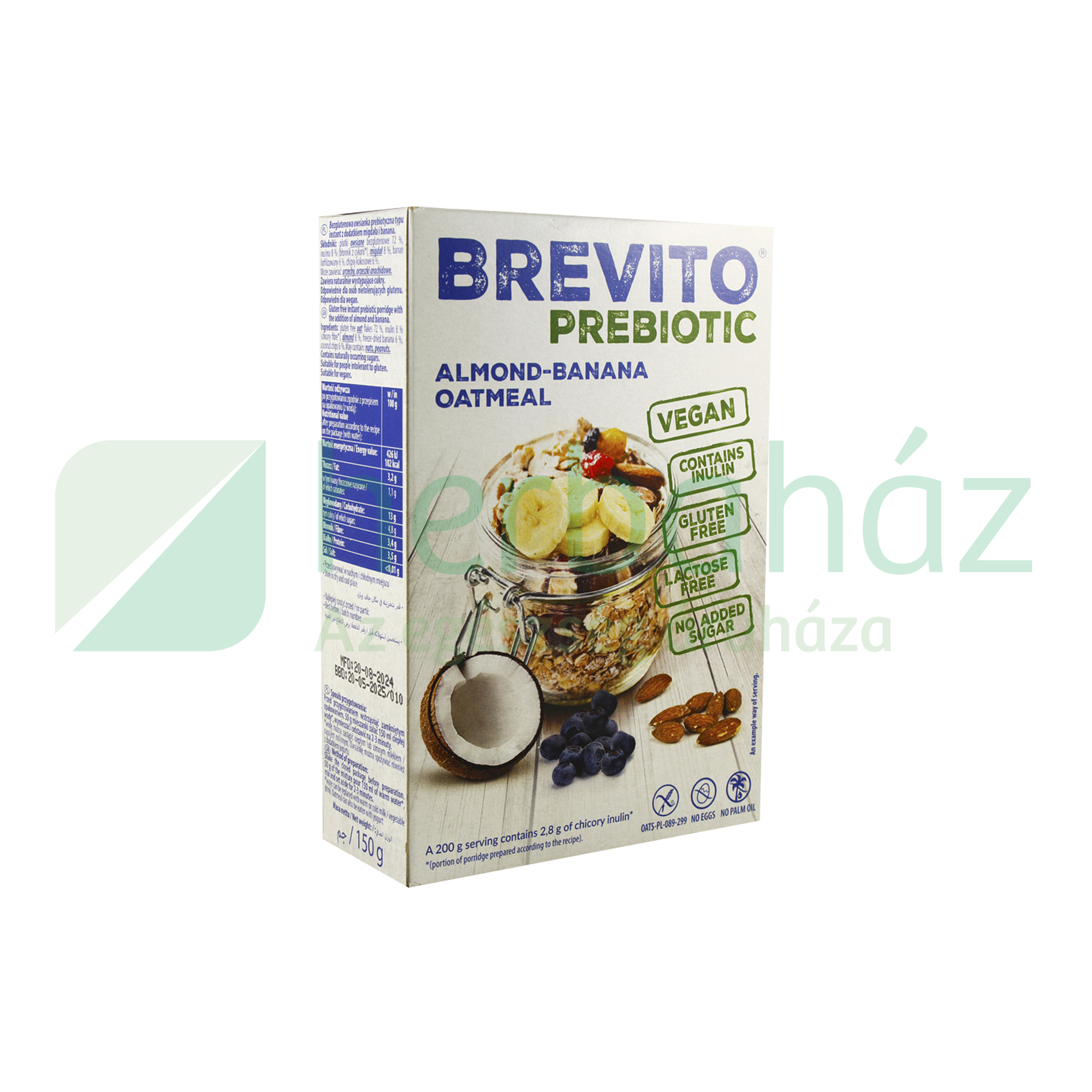 GLUTÉNMENTES BREVITO BANÁNOS-MANDULÁS ZABKÁSA PREBIOTIKUS HCN 150G