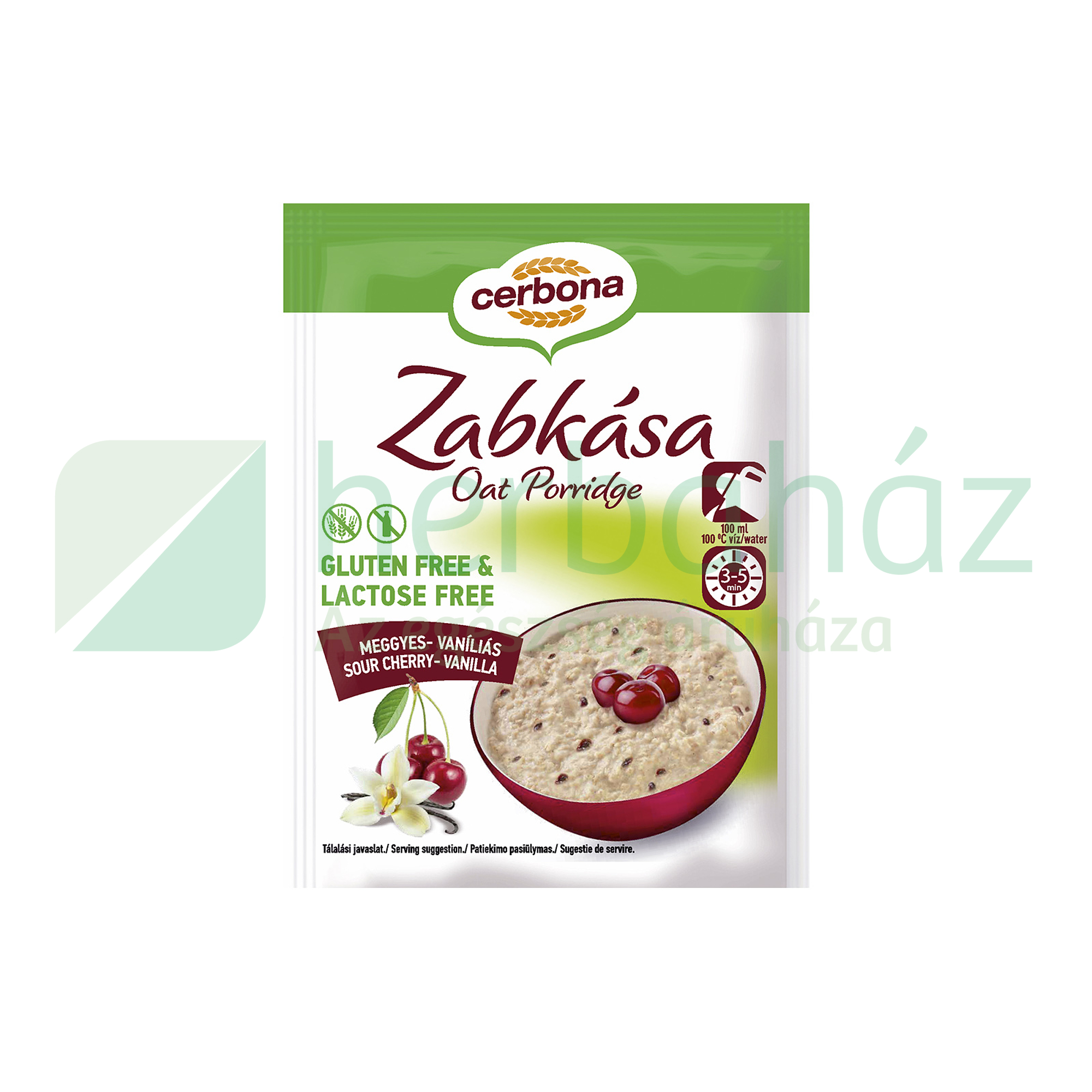 GLUTÉNMENTES CERBONA ZABKÁSA MEGGYES-VANÍLIÁS 50G