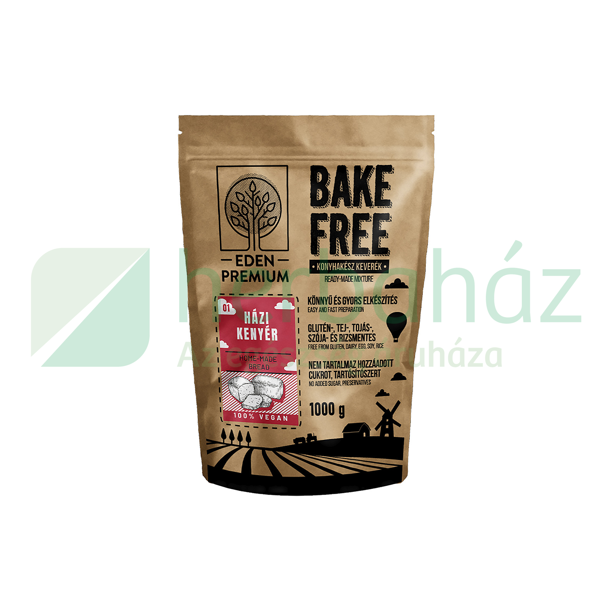 GLUTÉNMENTES ÉDEN PRÉMIUM BAKE-FREE HÁZI KENYÉR LISZTKEVERÉK 1000G