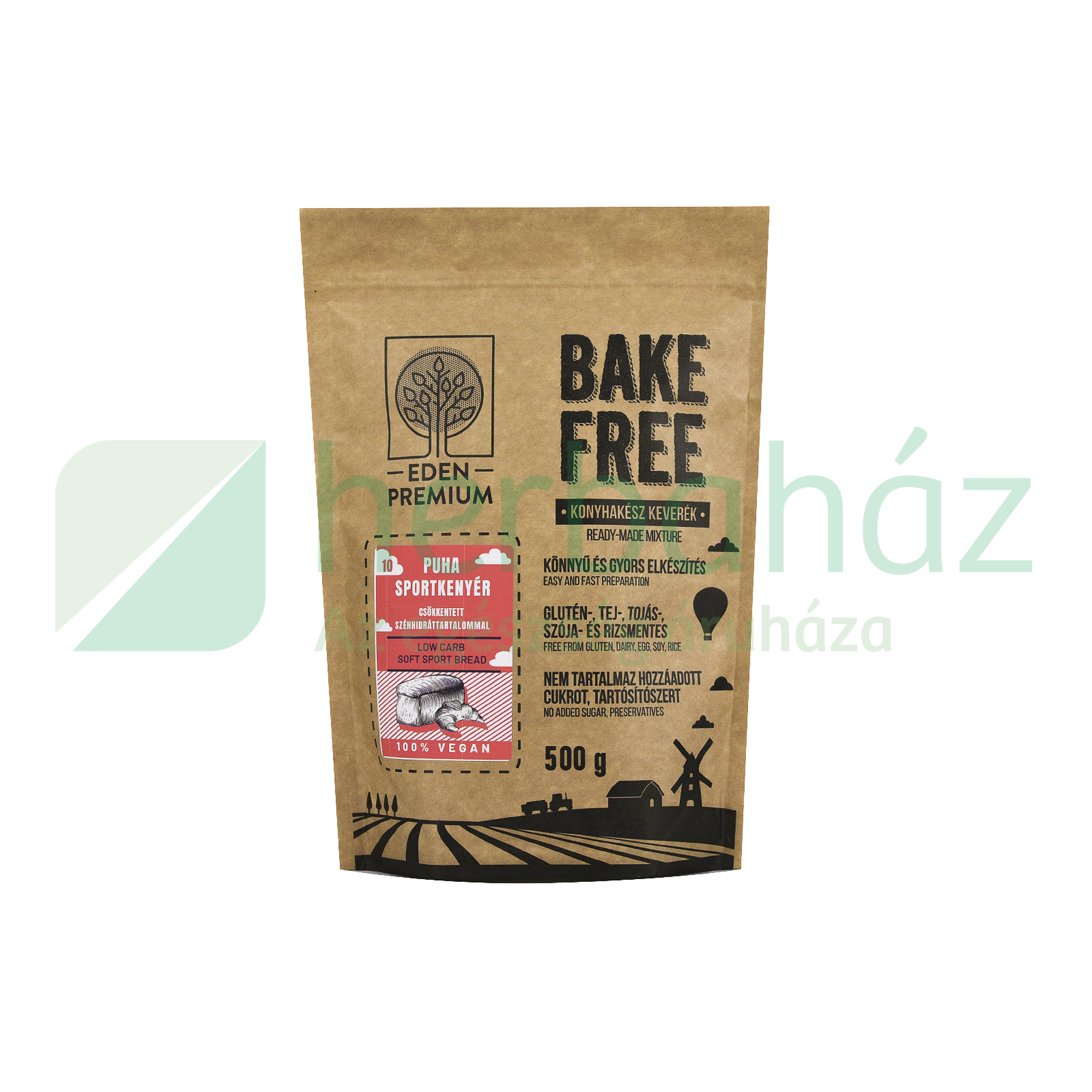 GLUTÉNMENTES EDEN PRÉMIUM BAKE-FREE SZÉNHIDRÁTCSÖKKENTETT SPORTKENYÉR LISZTKEVERÉK 500G