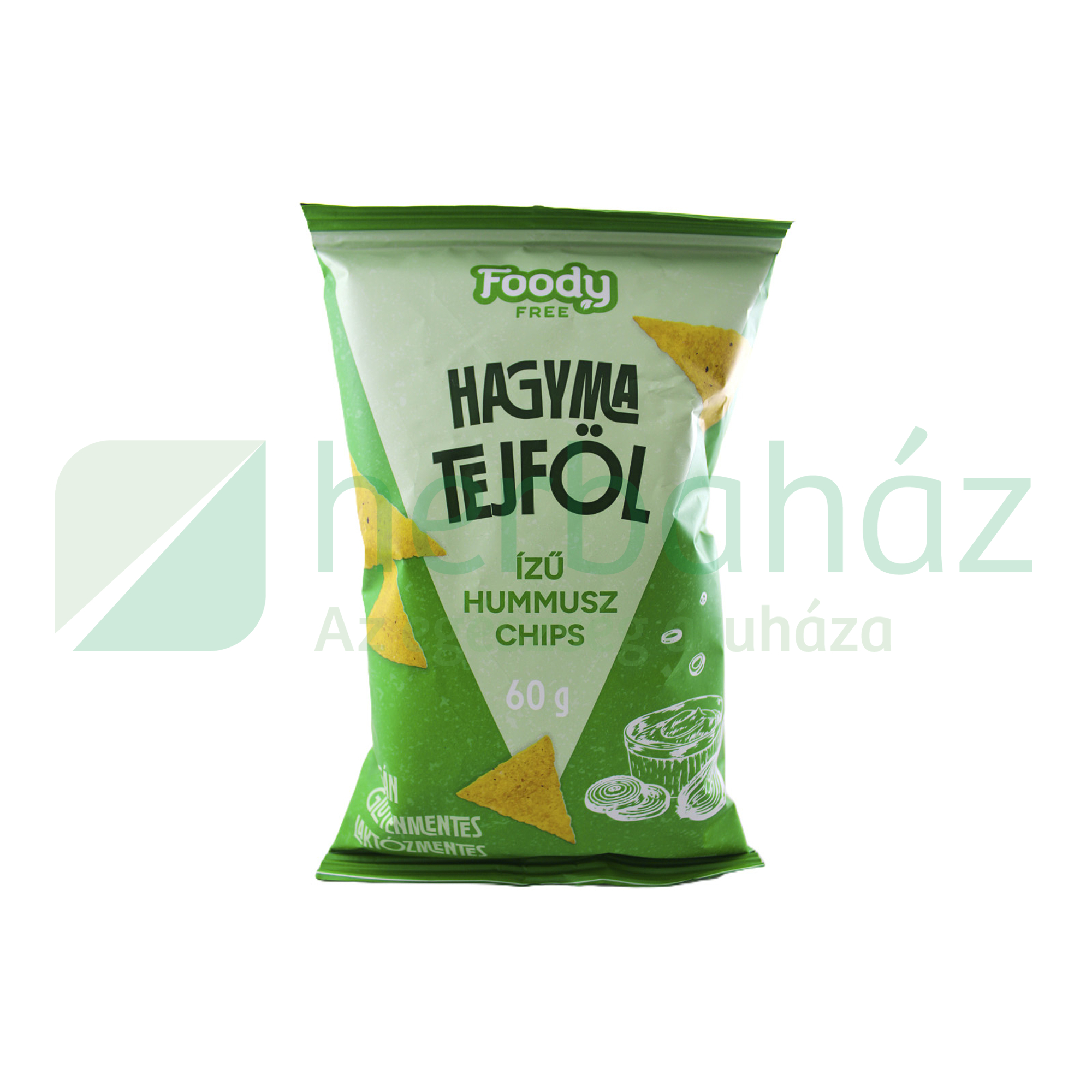 GLUTÉNMENTES FOODY FREE HUMMUS CHIPS HAGYMA TEJFÖL ÍZ  60G