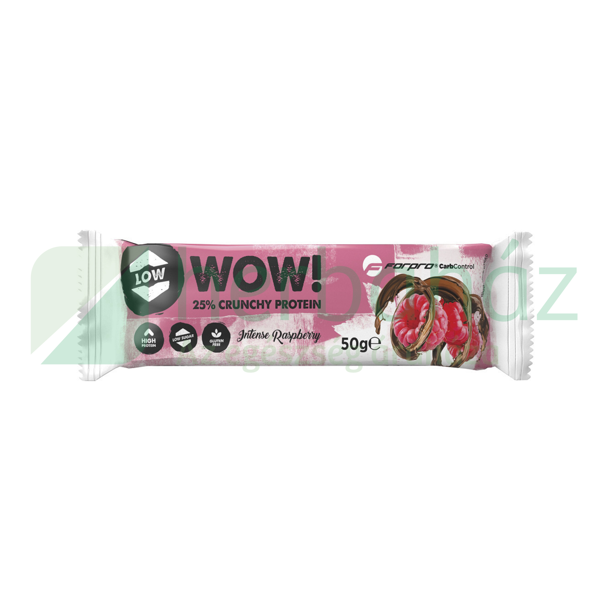 GLUTÉNMENTES FORPRO WOW! 25% CRUNCHY PROTEIN SZELET INTENZÍV MÁLNA 50G