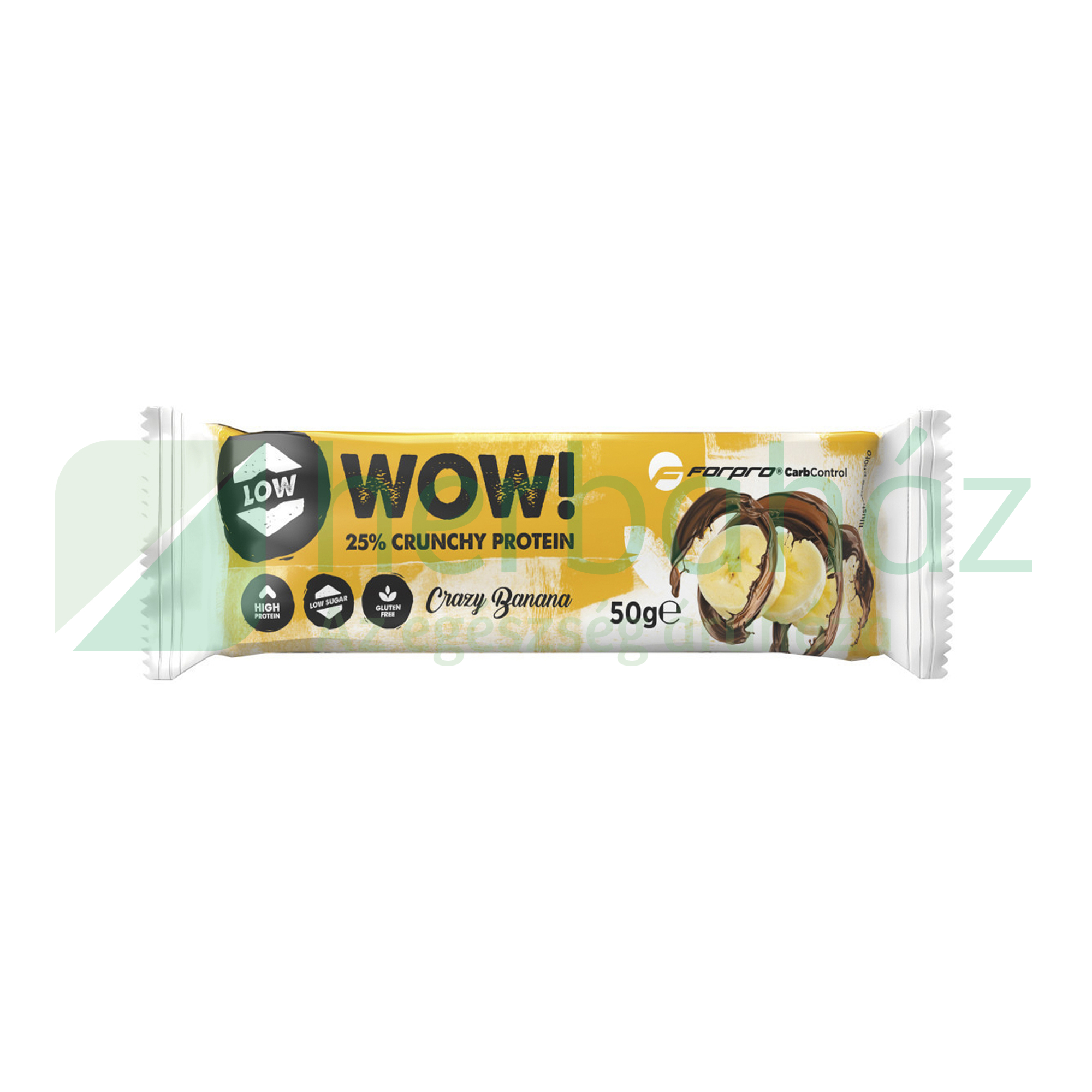GLUTÉNMENTES FORPRO WOW! 25% CRUNCHY PROTEIN SZELET ŐRÜLT BANÁN 50G