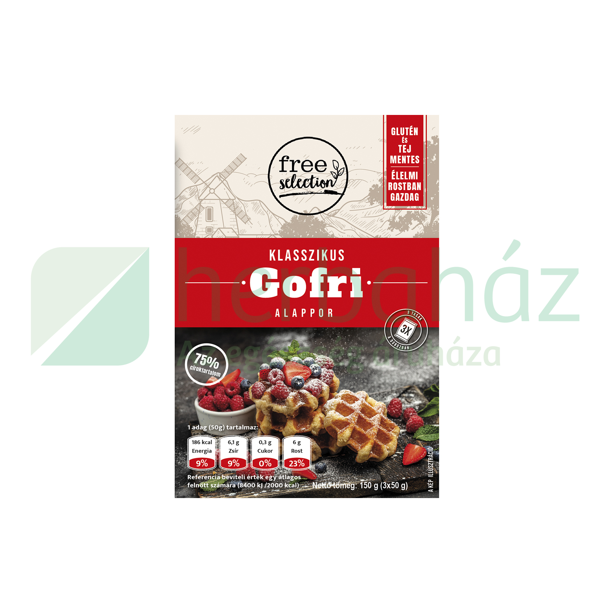 GLUTÉNMENTES FREE SELECTION KLASSZIKUS GOFRI LISZTKEVERÉK 150G