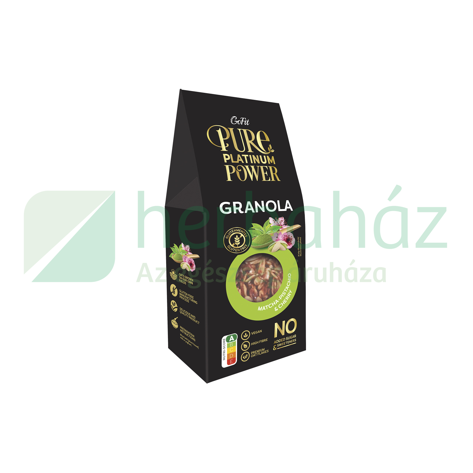 GLUTÉNMENTES GOFIT PURE PLATINUM POWER GRANOLA MATCHA-PISZTÁCIA-CSERESZNYE 225G
