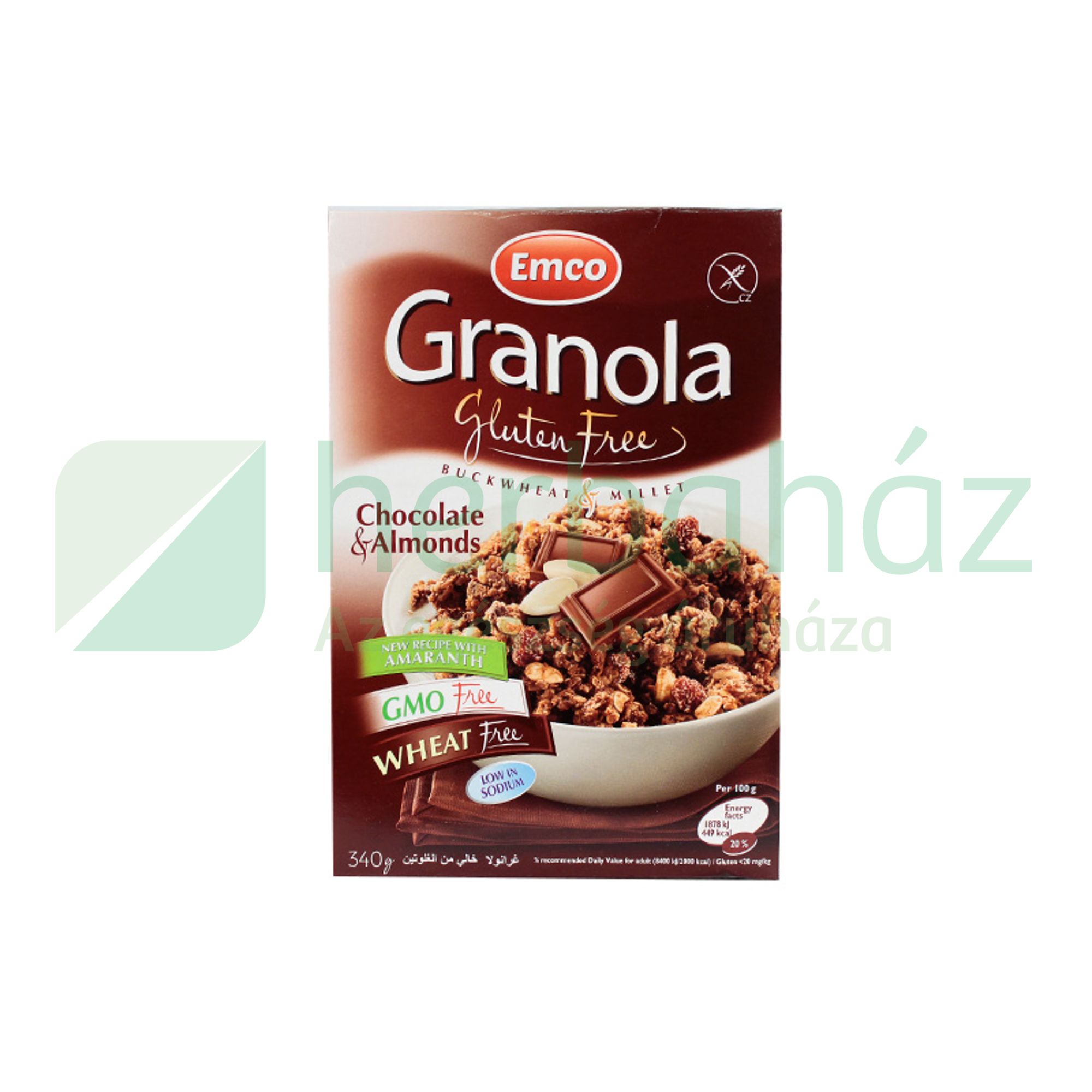 GLUTÉNMENTES GRANOLA MÜZLI CSOKOLÁDÉVAL ÉS MANDULÁVAL 340G