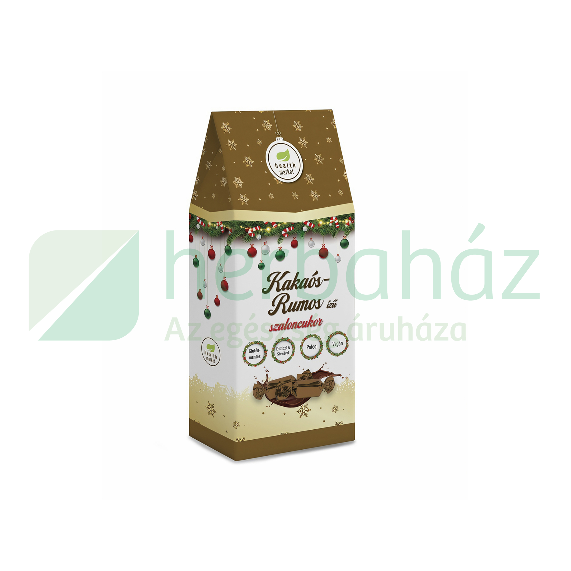 GLUTÉNMENTES HEALTH MARKET SZALONCUKOR KAKAÓS-RUMOS ÍZŰ 250G