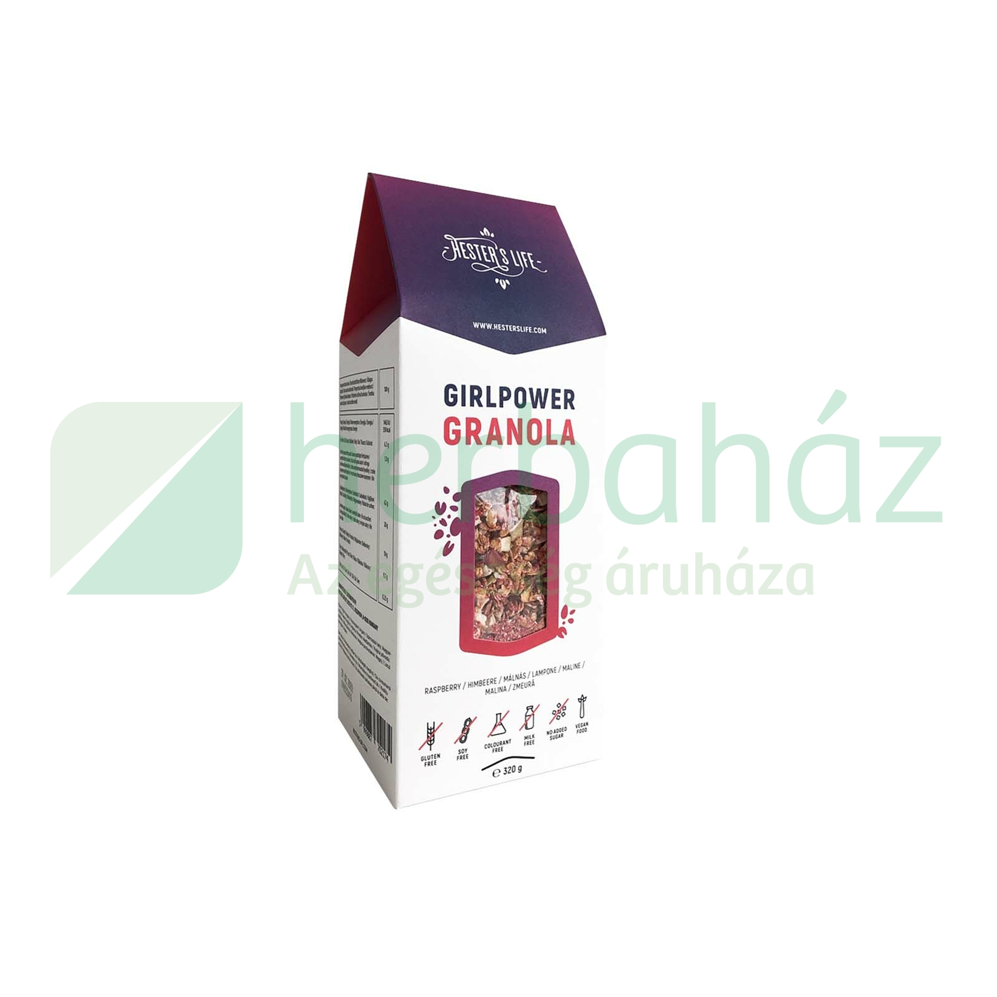 GLUTÉNMENTES HESTERS LIFE GIRLPOWER GRANOLA - MÁLNÁS GRANOLA 320G