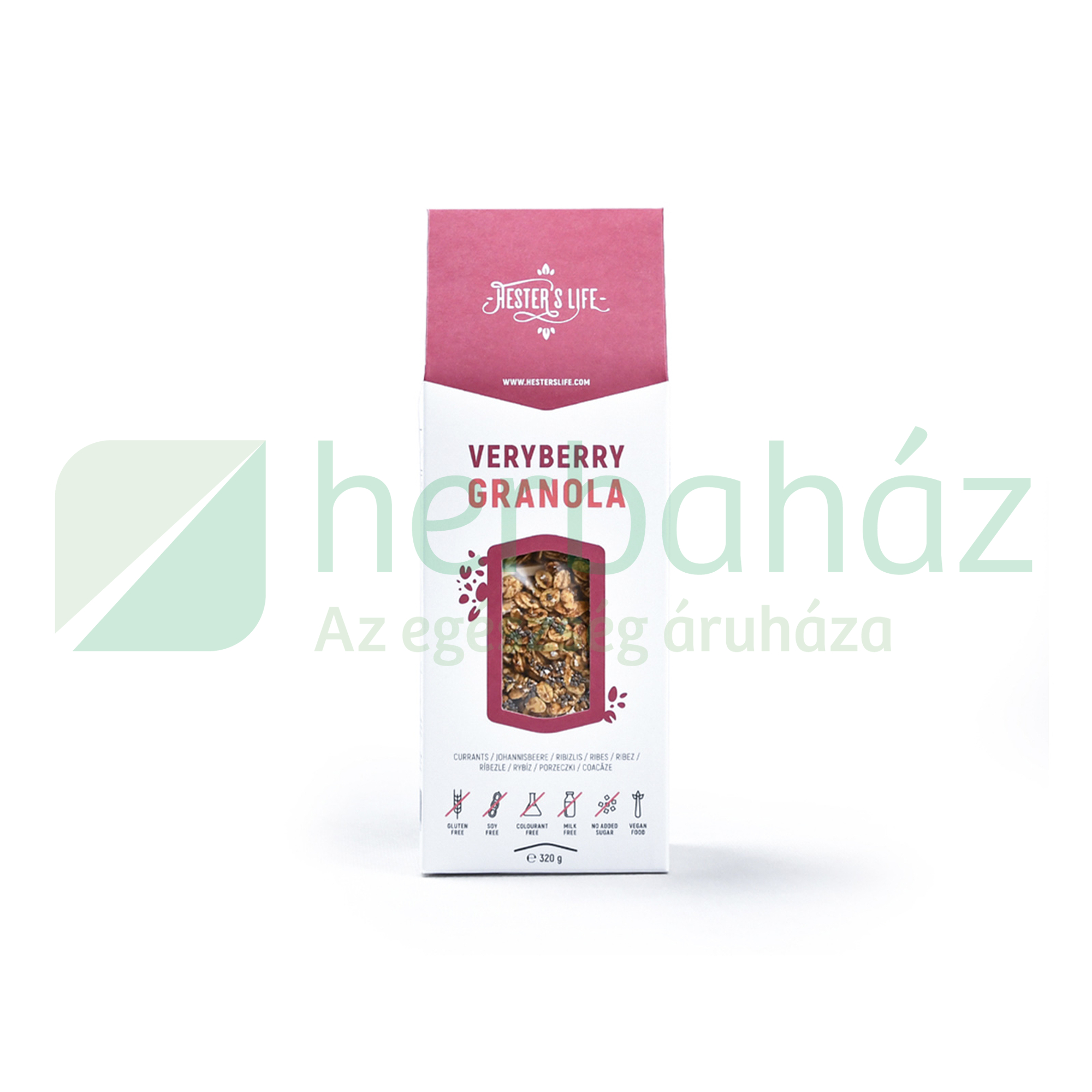 GLUTÉNMENTES HESTERS LIFE VERYBERRY GRANOLA - RIBIZLIS GRANOLA 320G