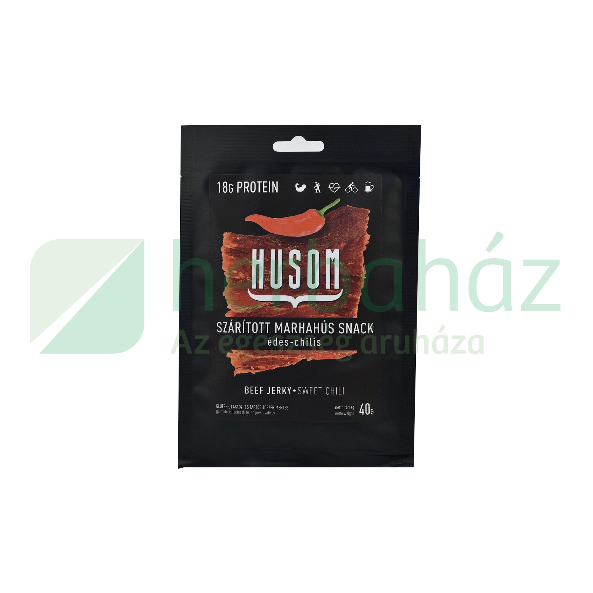 GLUTÉNMENTES HUSOM SZÁRÍTOTT MARHAHÚS SNACK ÉDES-CHILIS 40G