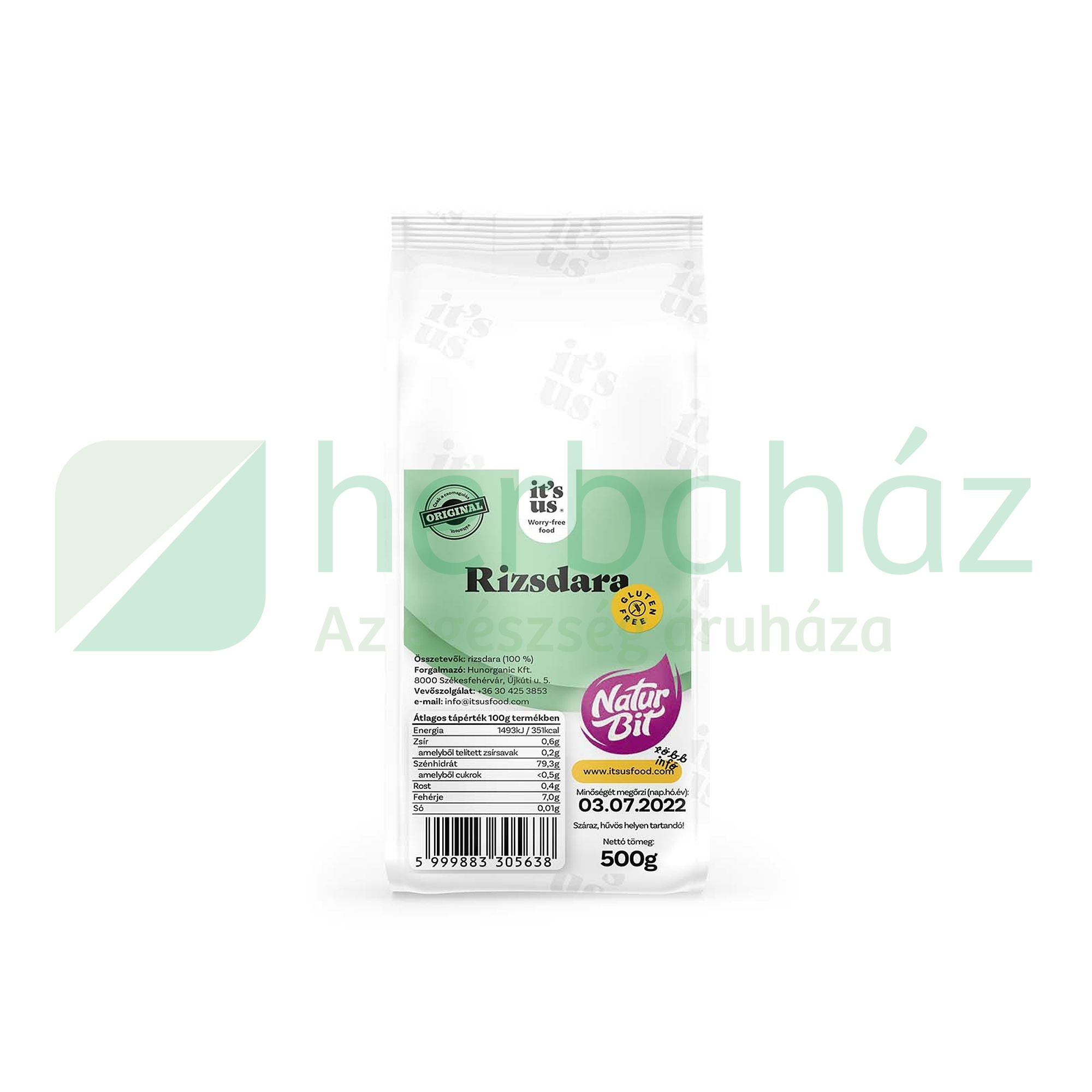 GLUTÉNMENTES ITS US NATURBIT RIZSDARA 500G