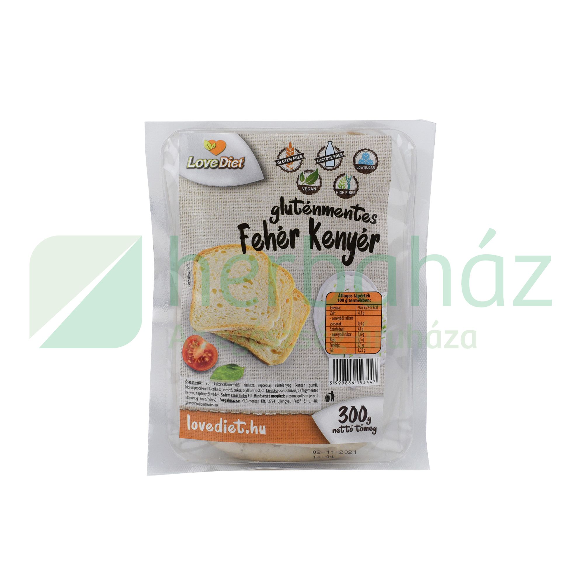GLUTÉNMENTES LOVE DIET FEHÉR KENYÉR 300G