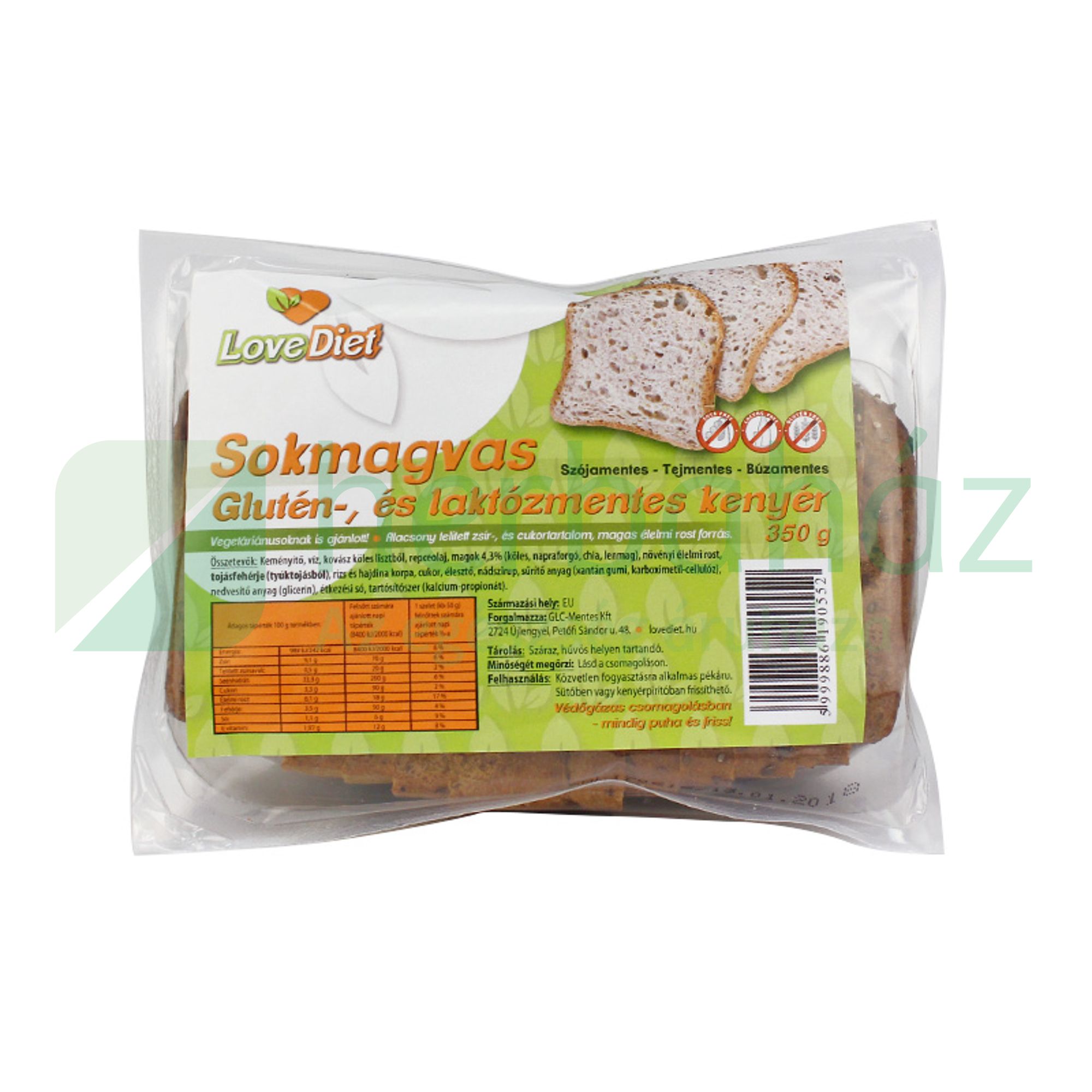 GLUTÉNMENTES LOVE DIET SOKMAGVAS KENYÉR 350G